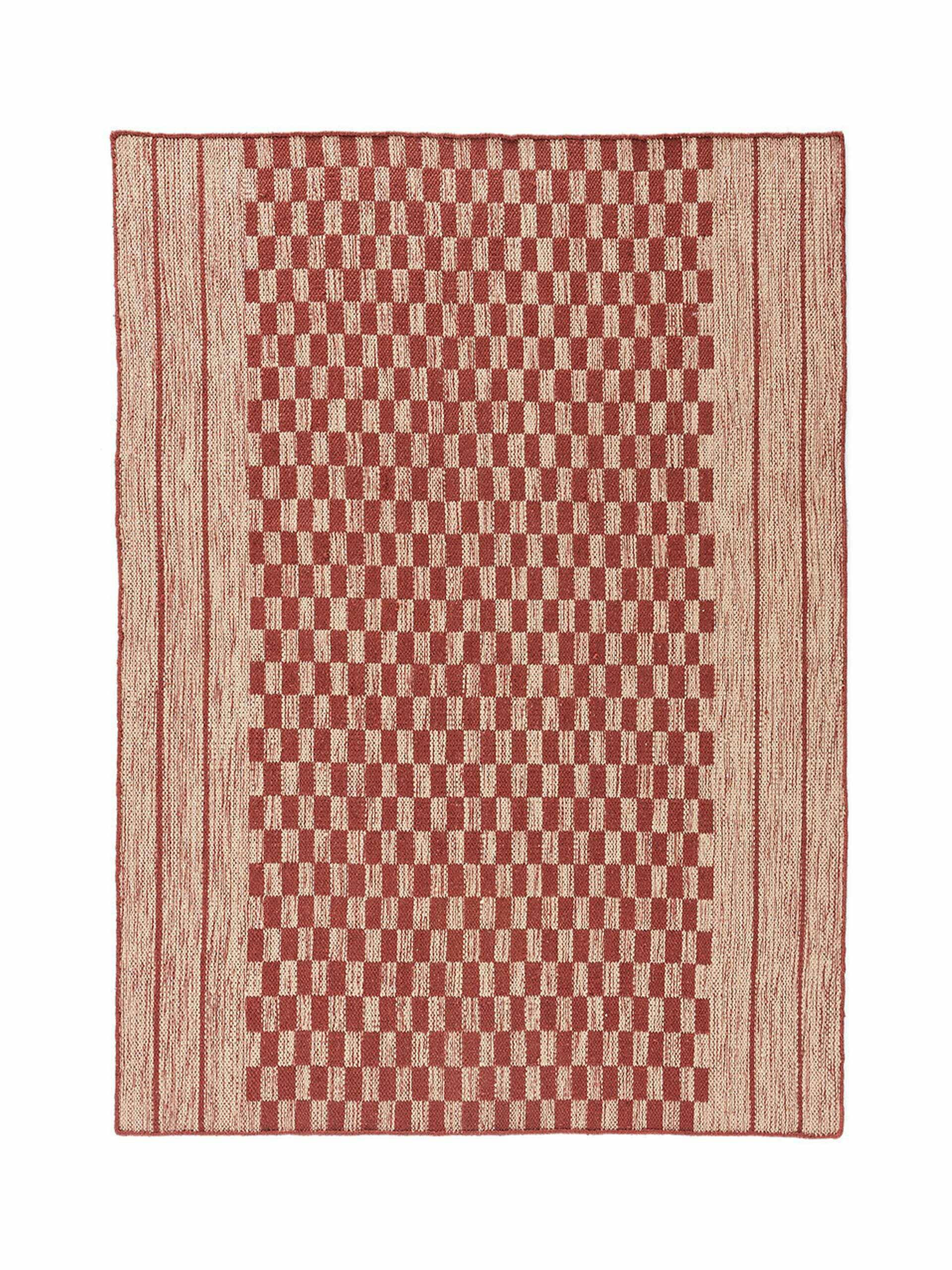 Reversible checkerboard handwoven rug