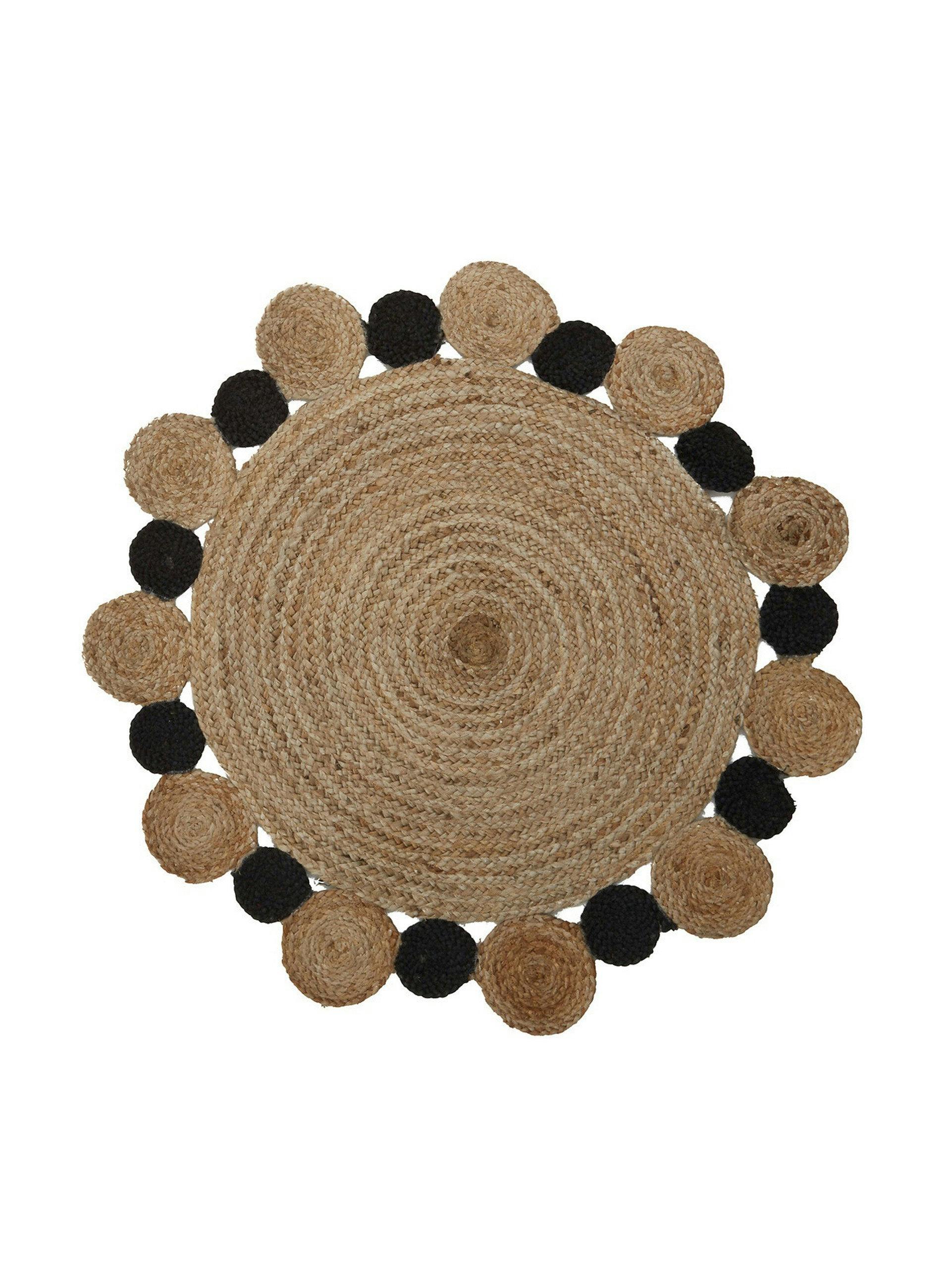 Natural and black jute circle rug