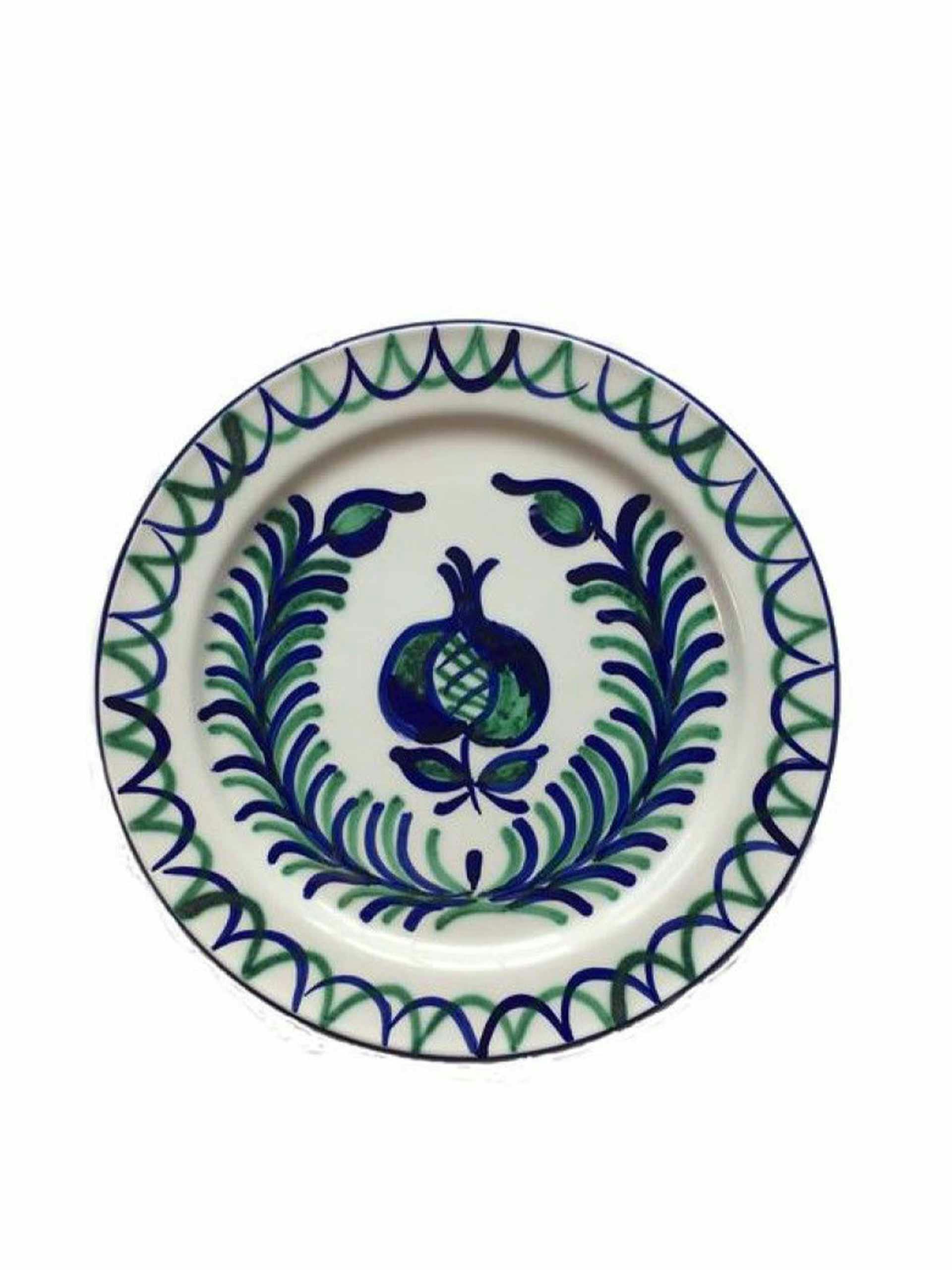 Blue and green ceramic plate