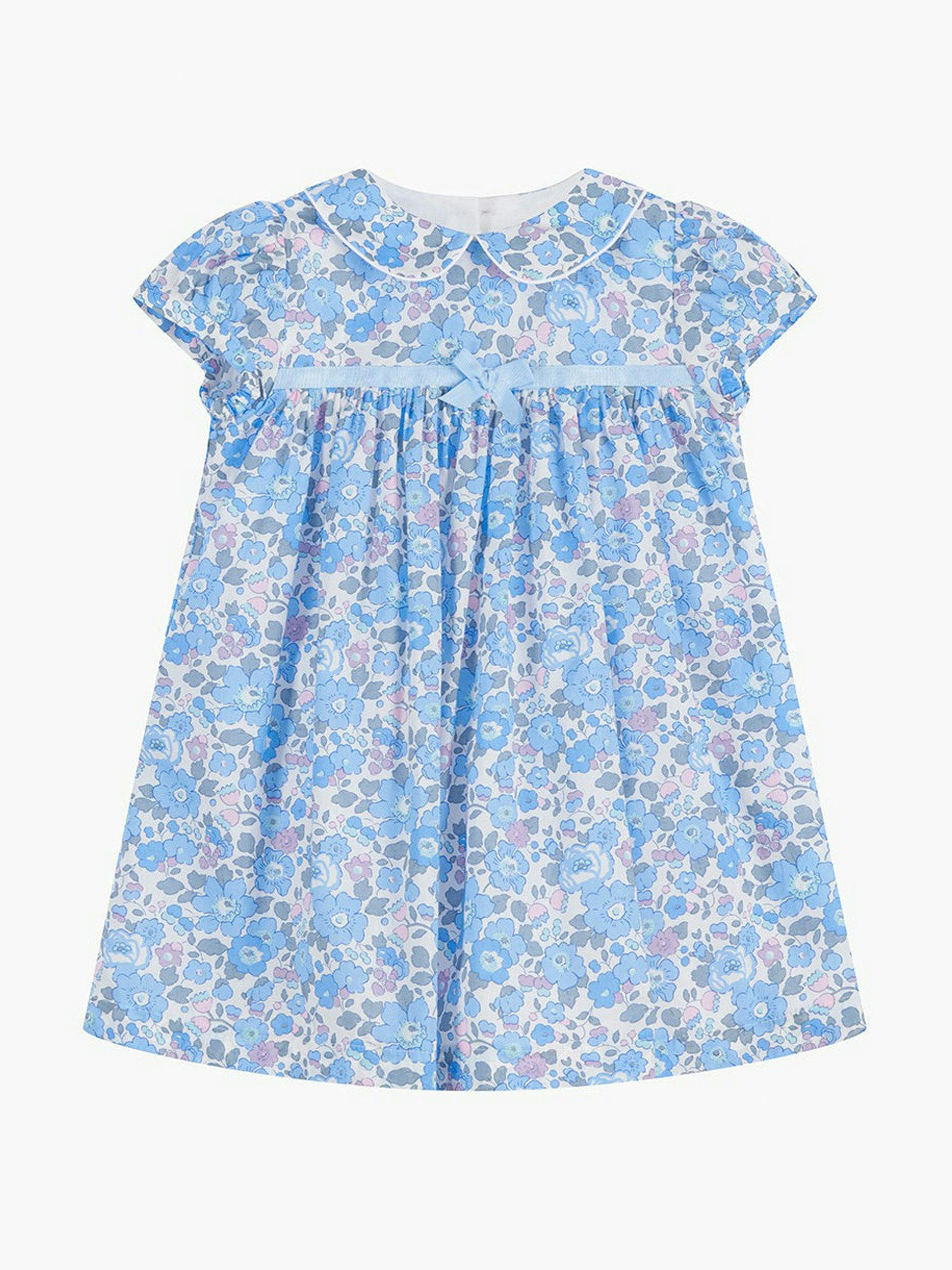 Little girls dress in blue Betsy print