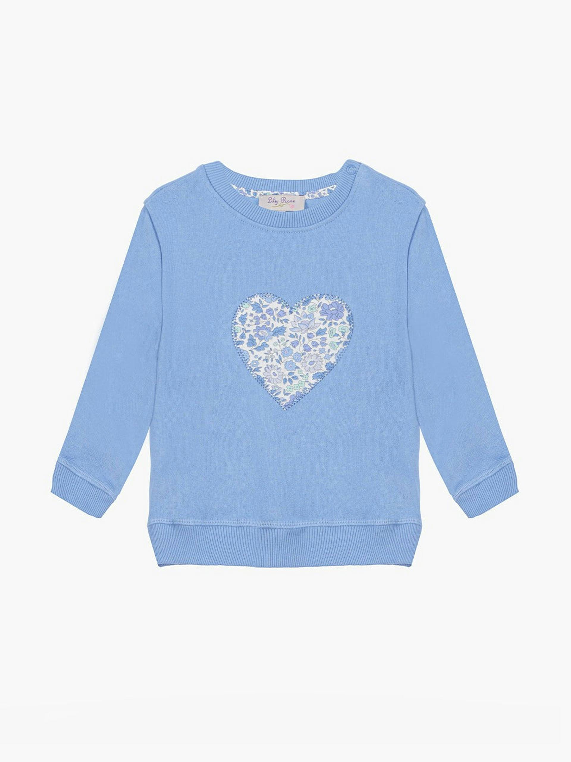Little girls sweatshirt in blue D'Anjo heart
