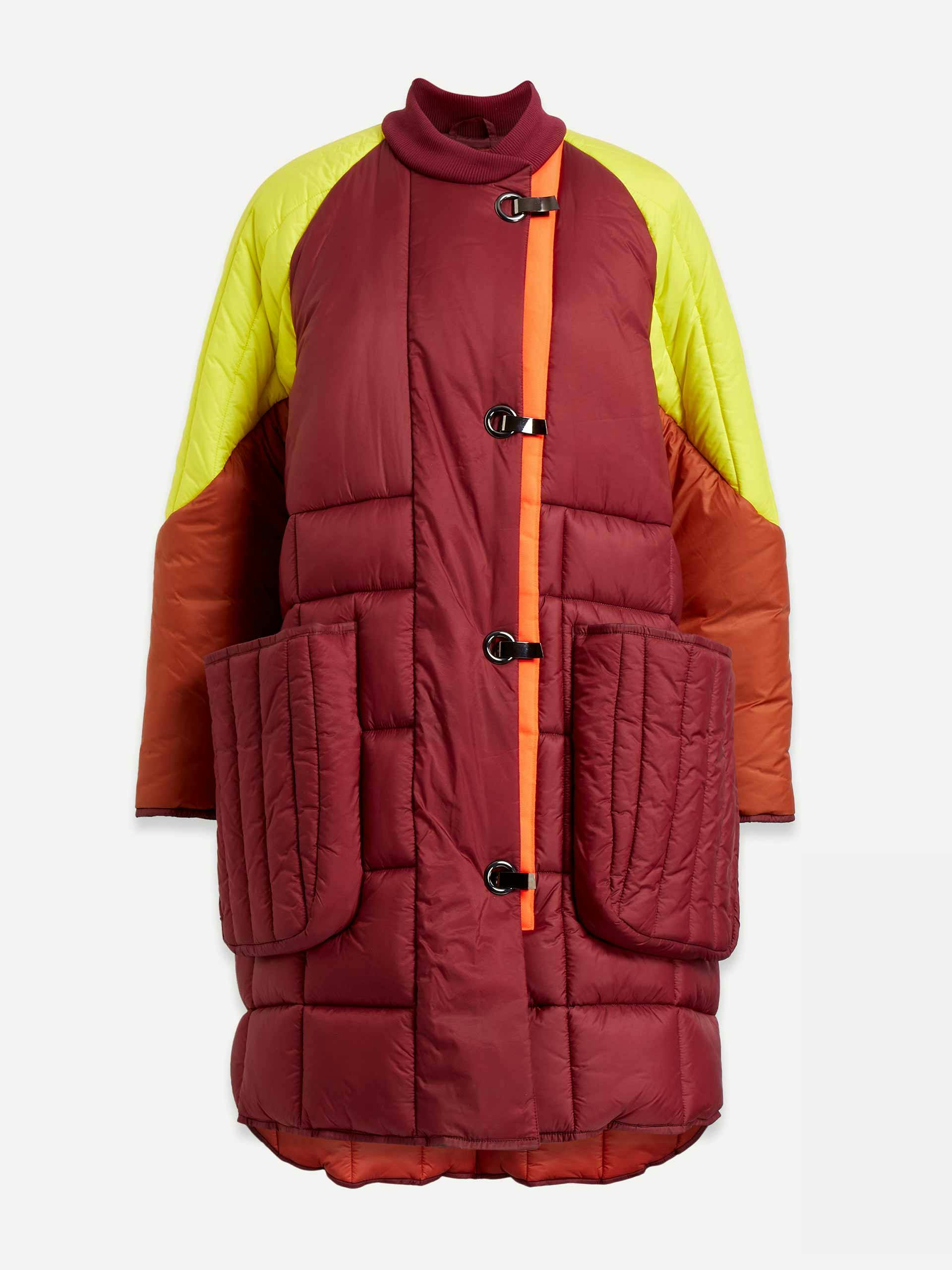 Multi-coloured quilted coat