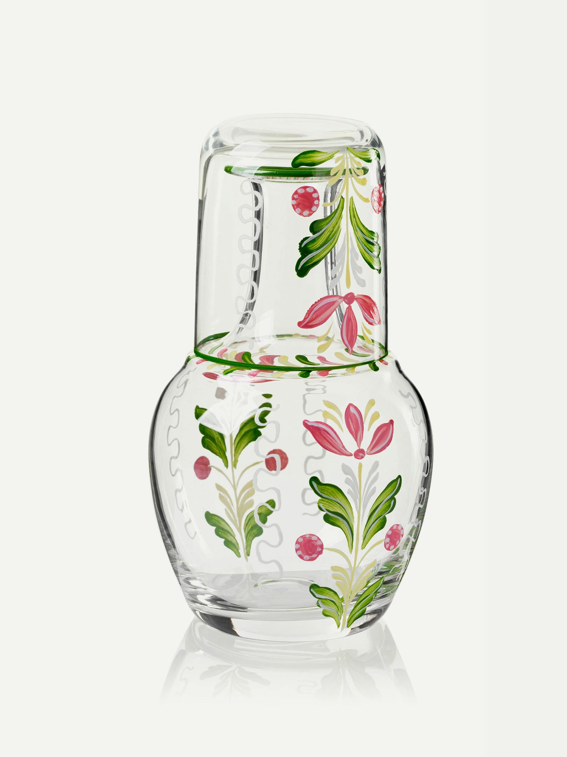 Floral glass and carafe set