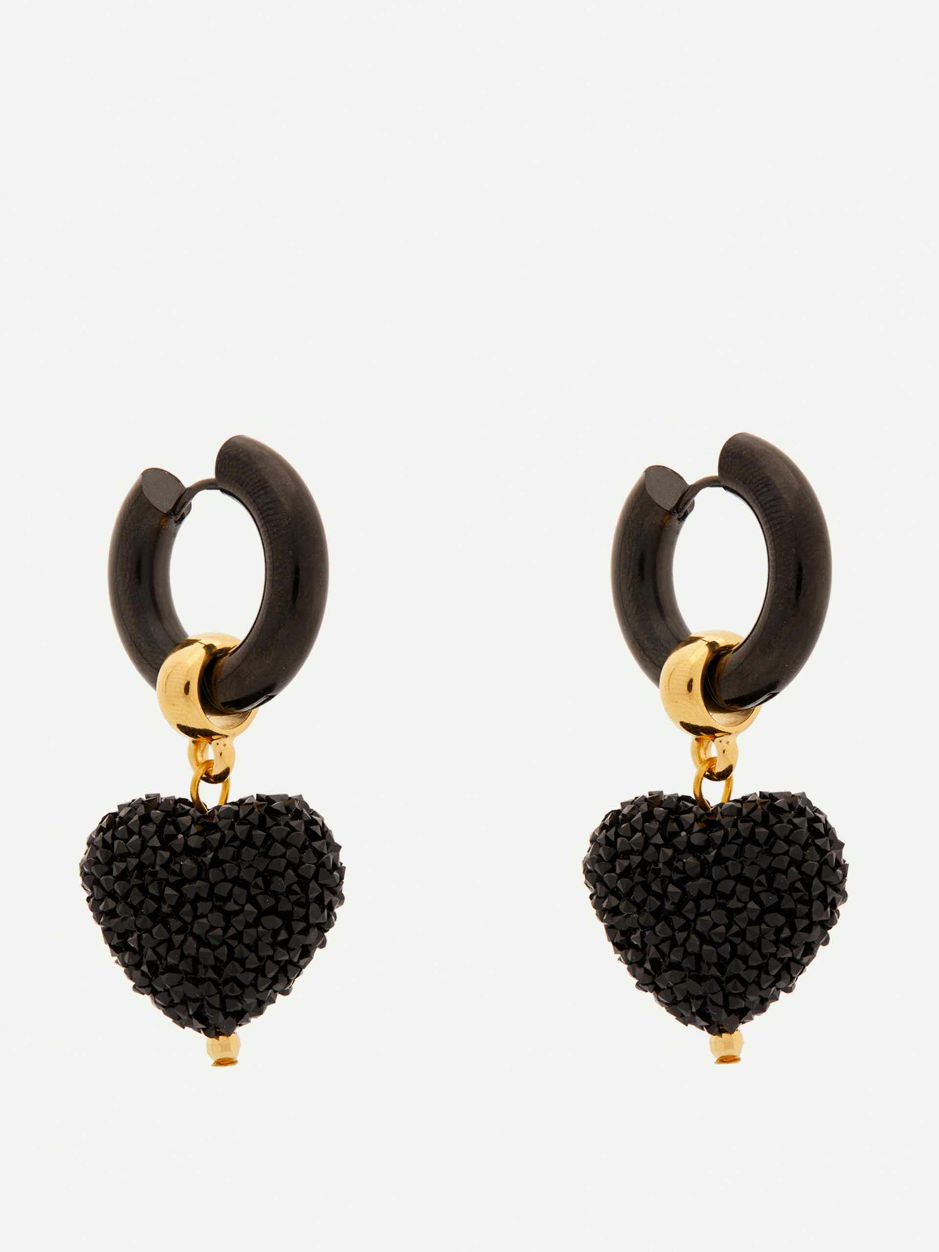 Gold-plated candyshack heart drop hoop earrings