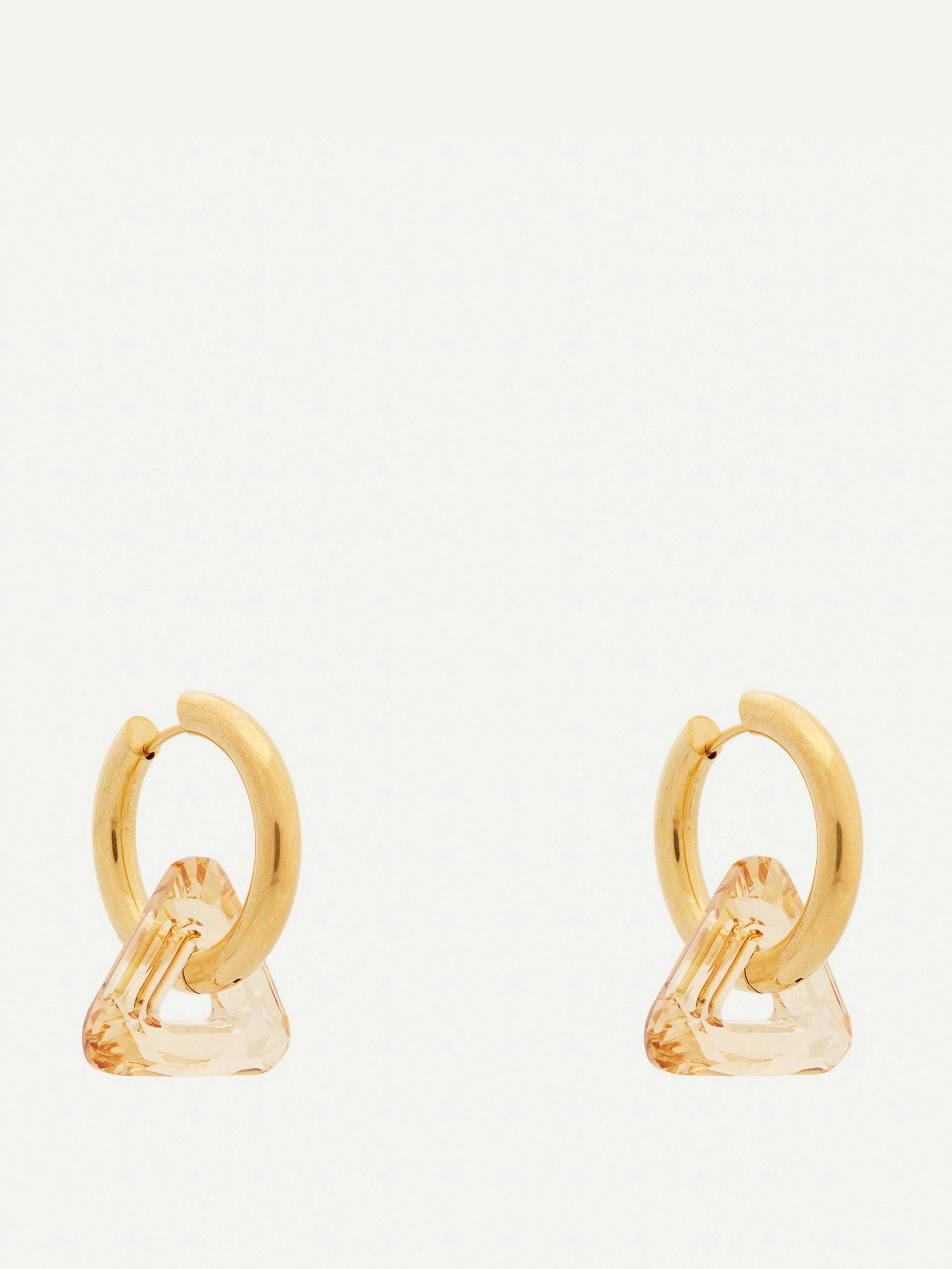 Gold-plated crystal drop hoop earrings