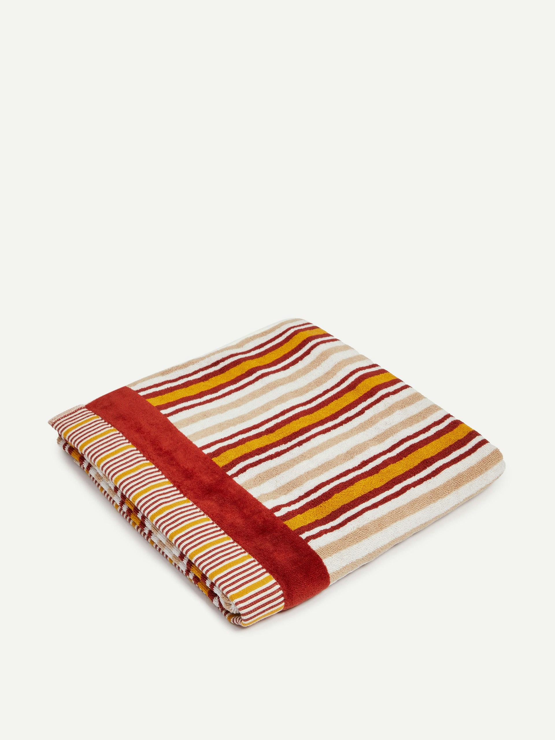 Red and orange striped hand towel