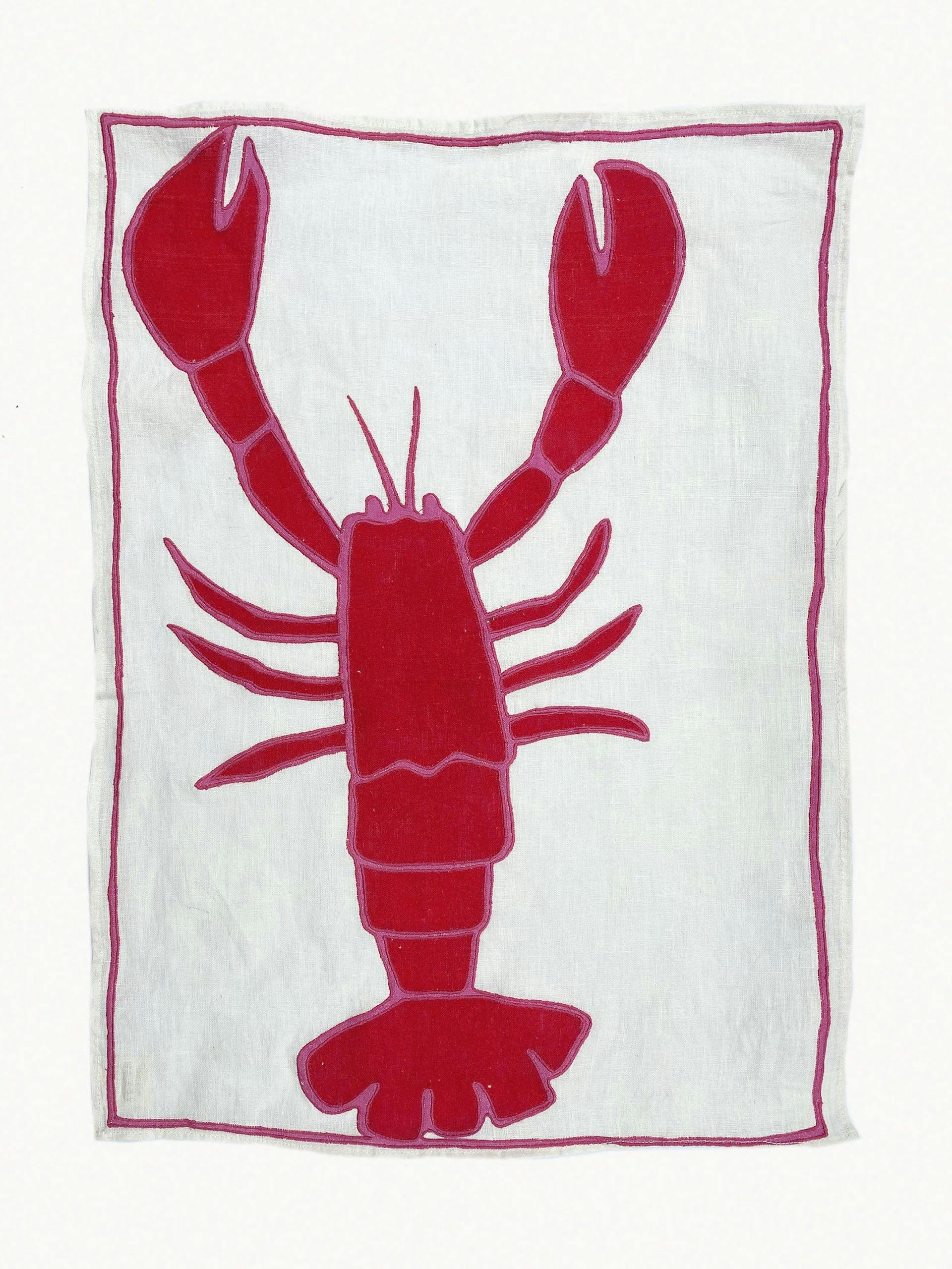 Lobster embroidered tea towel