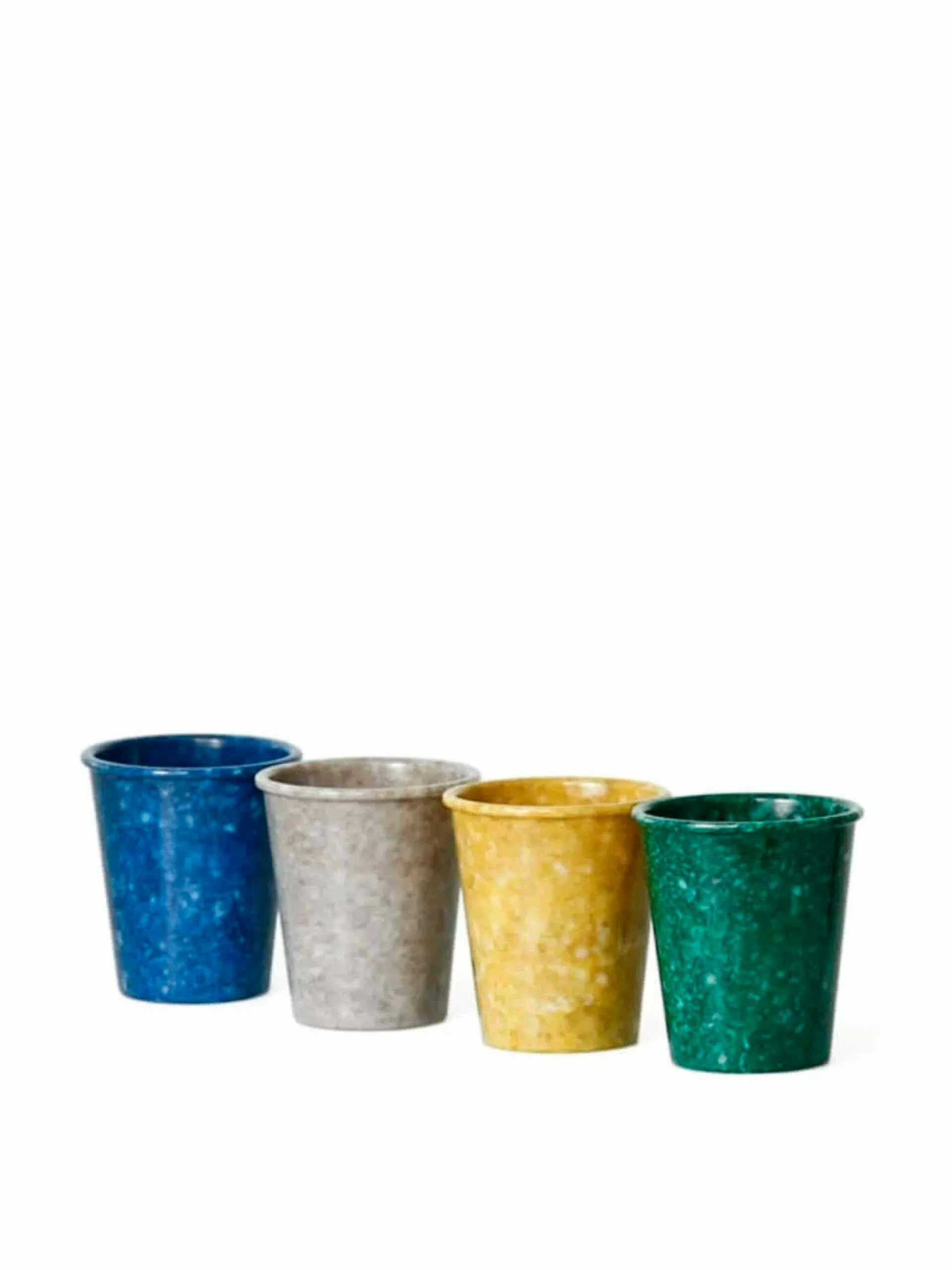 Multicoloured marbled melamine pen pots