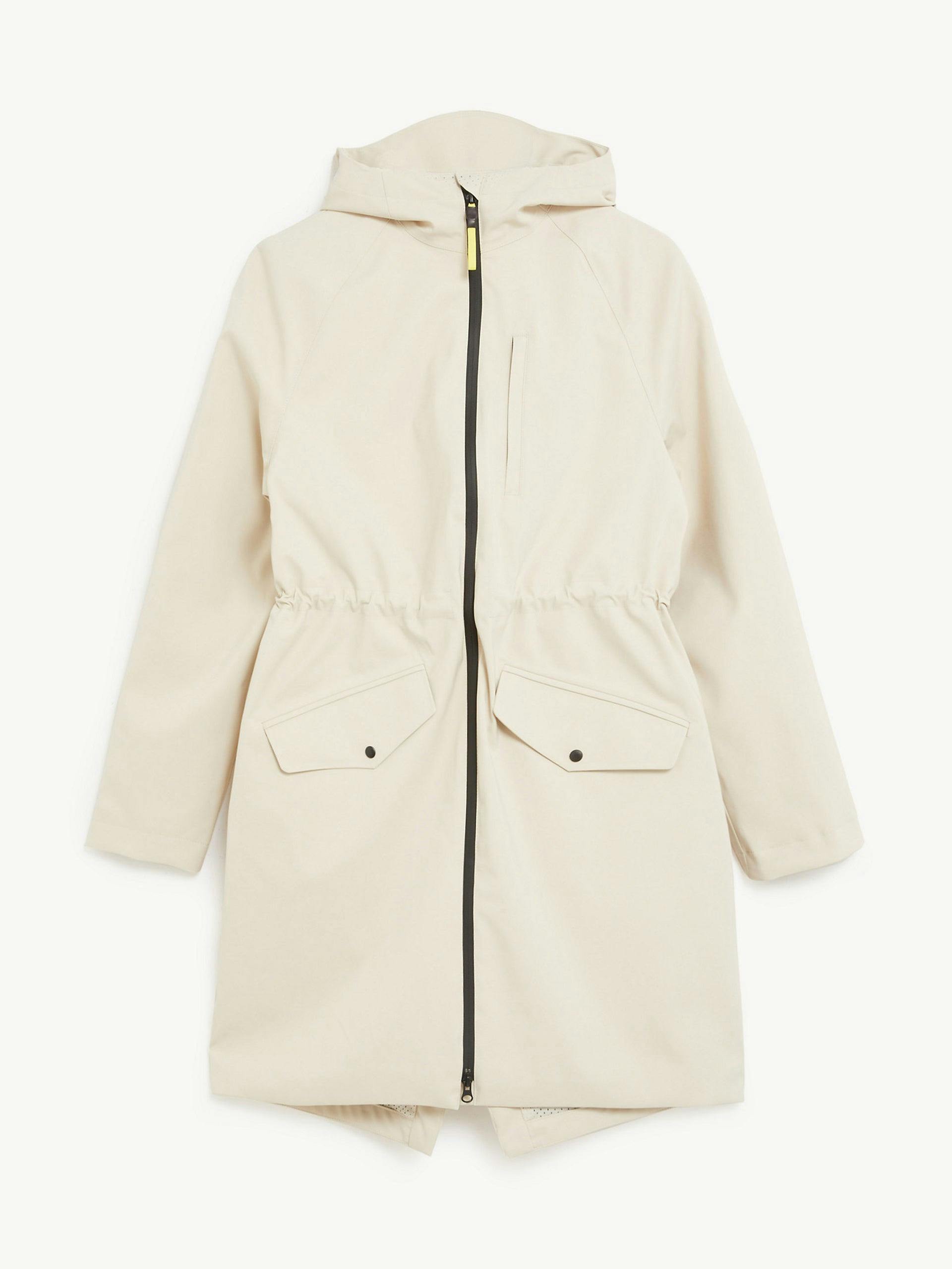 Waterproof hooded longline parka coat