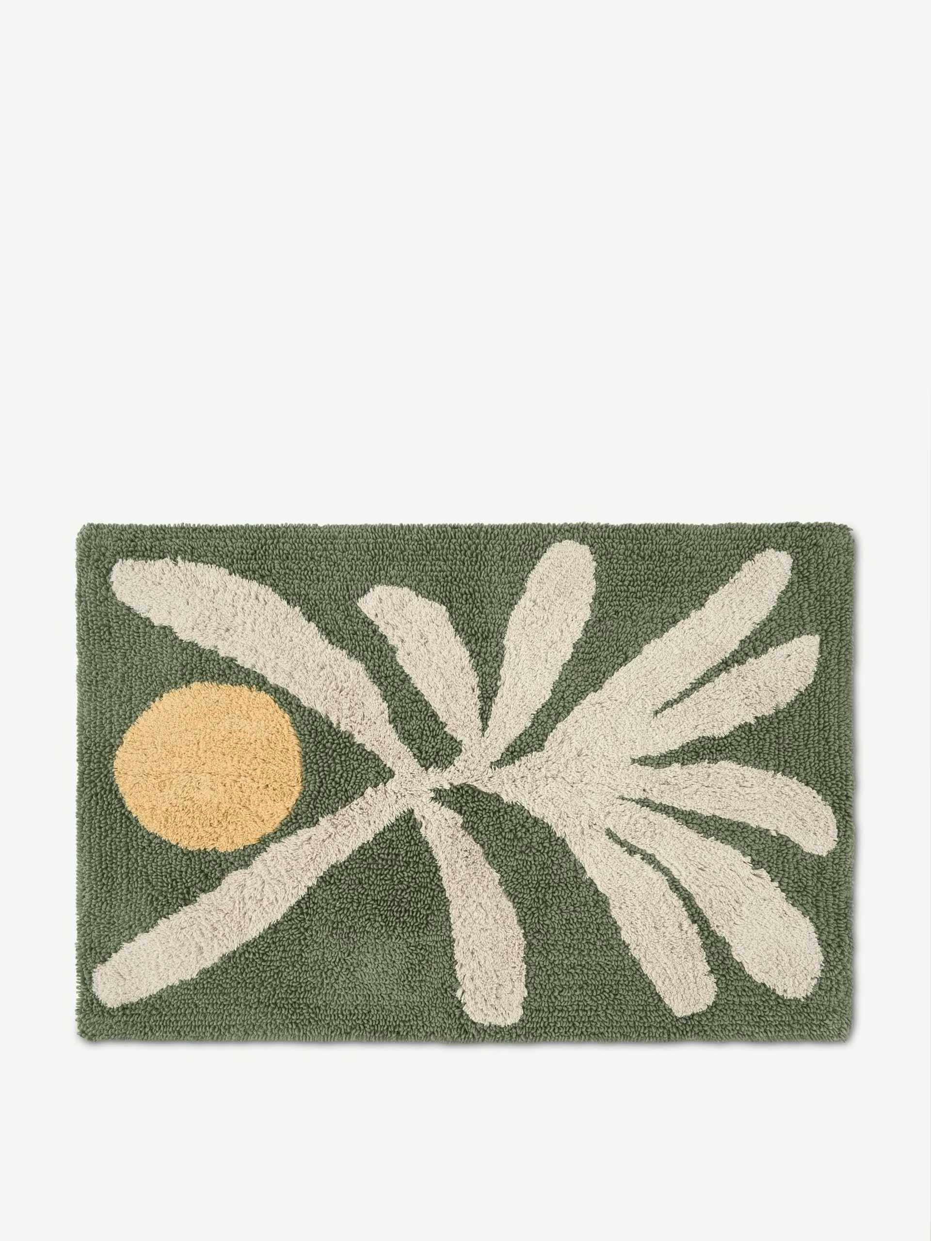Green printed bath mat