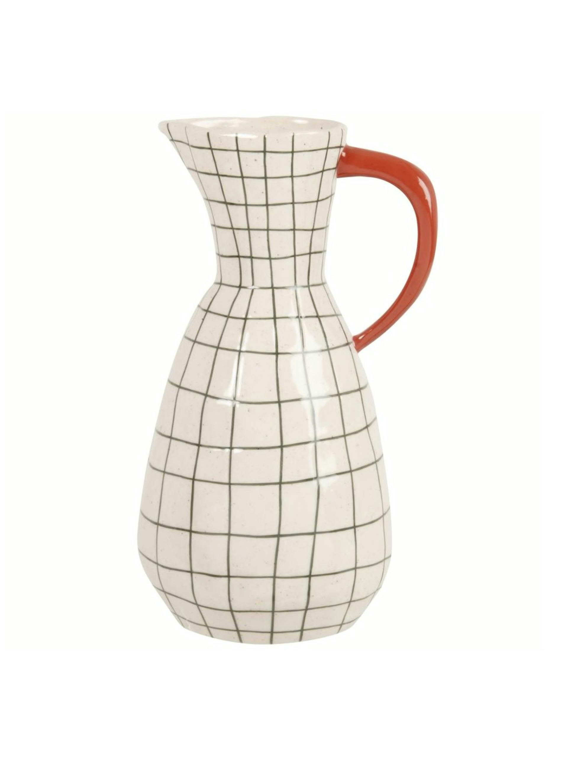 Checkered stoneware pitcher