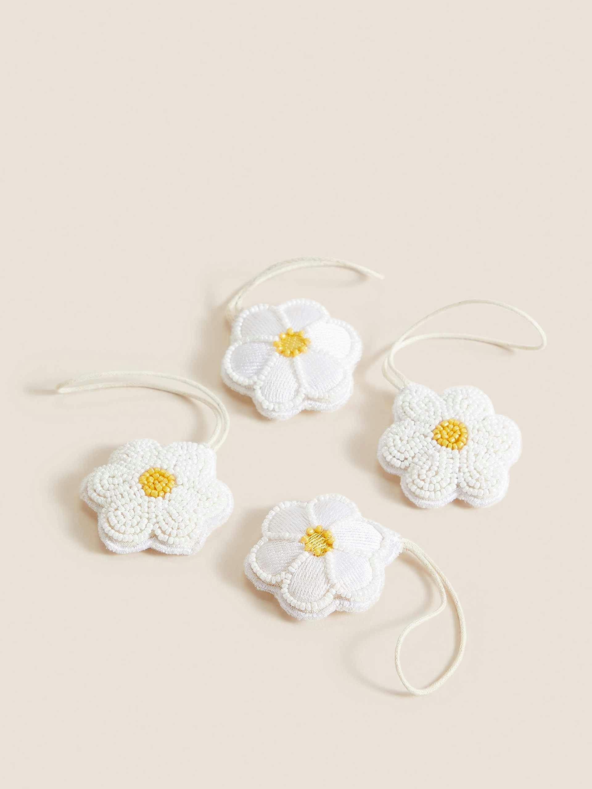 Bead embellished daisy decorations (pack of 4)