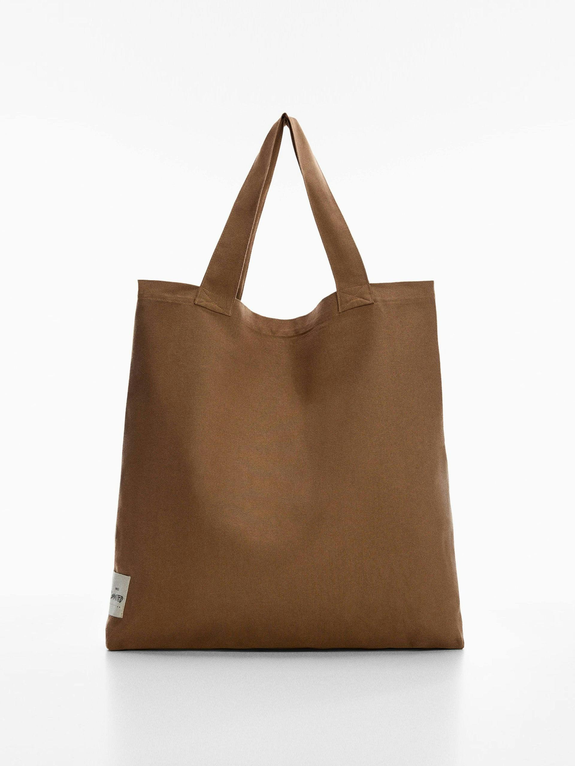 Brown cotton canvas tote bag