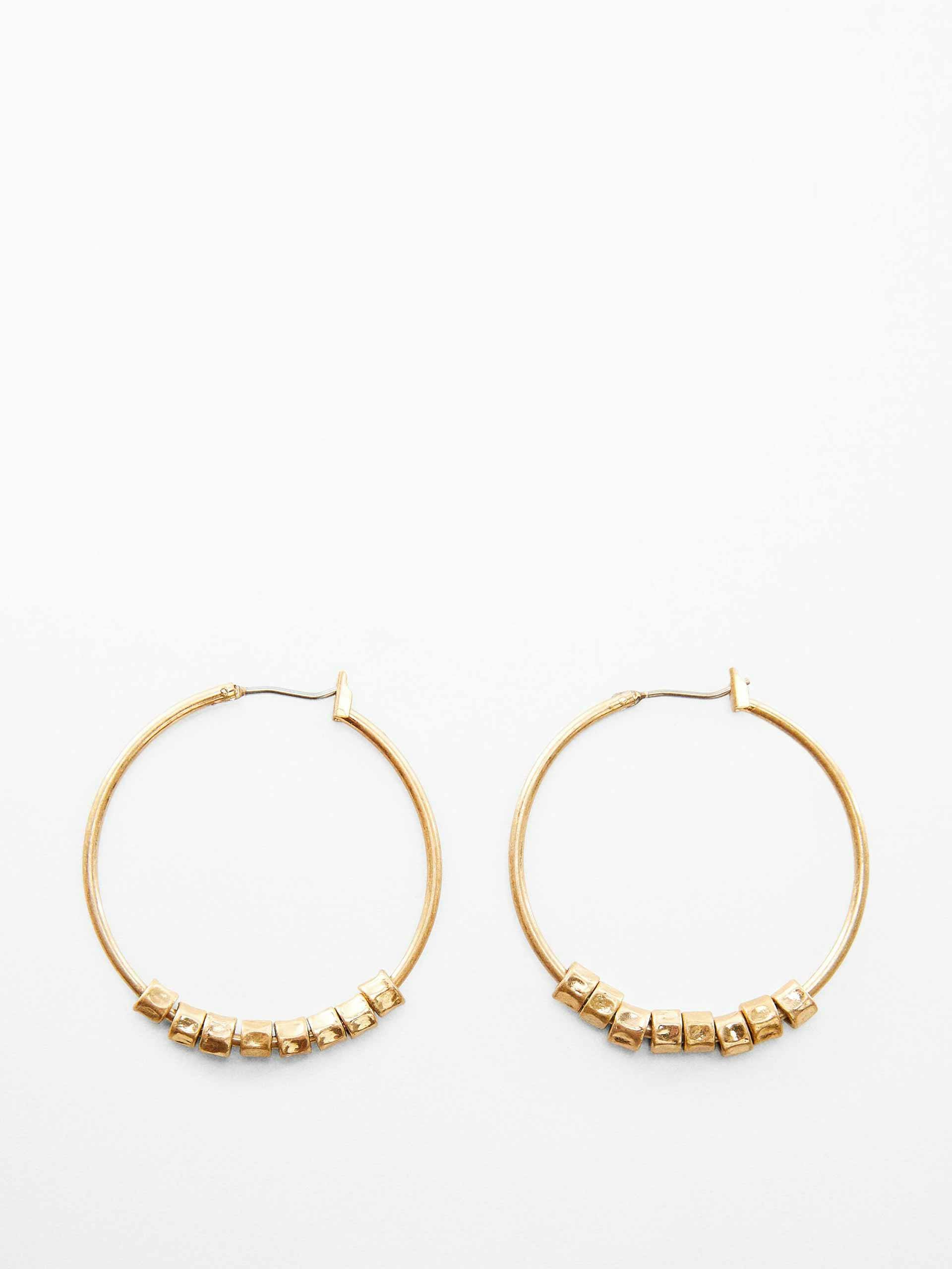 Beaded gold loop earrings