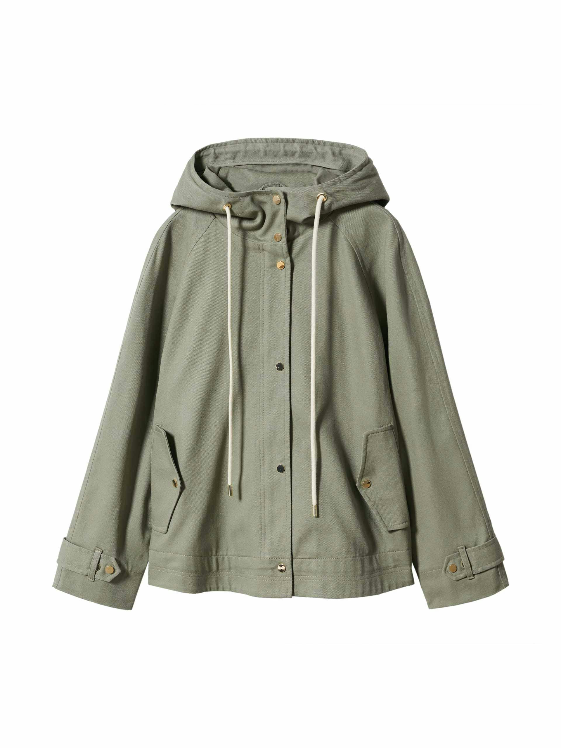 Pale green hooded parka