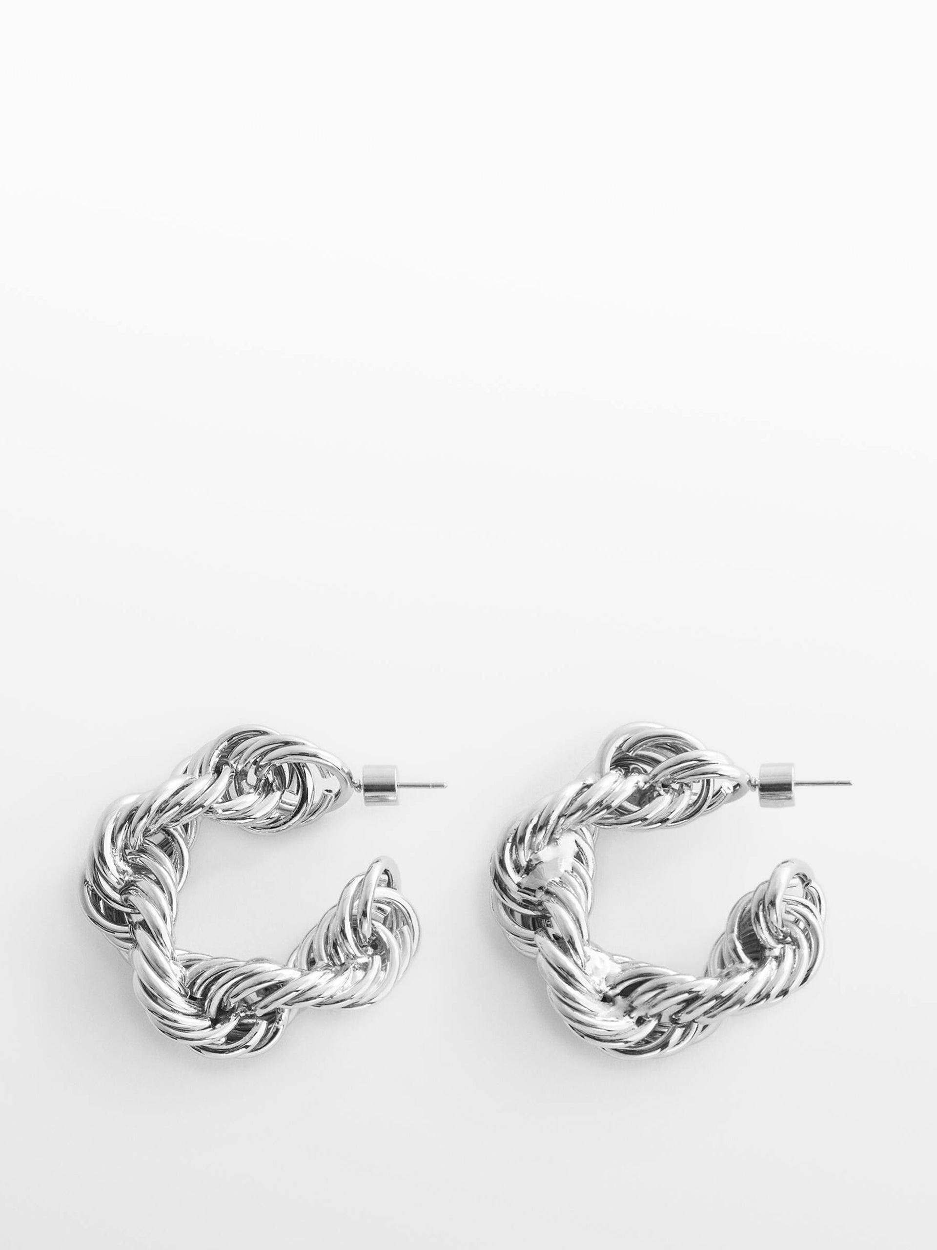 Silver twisted hoop earrings