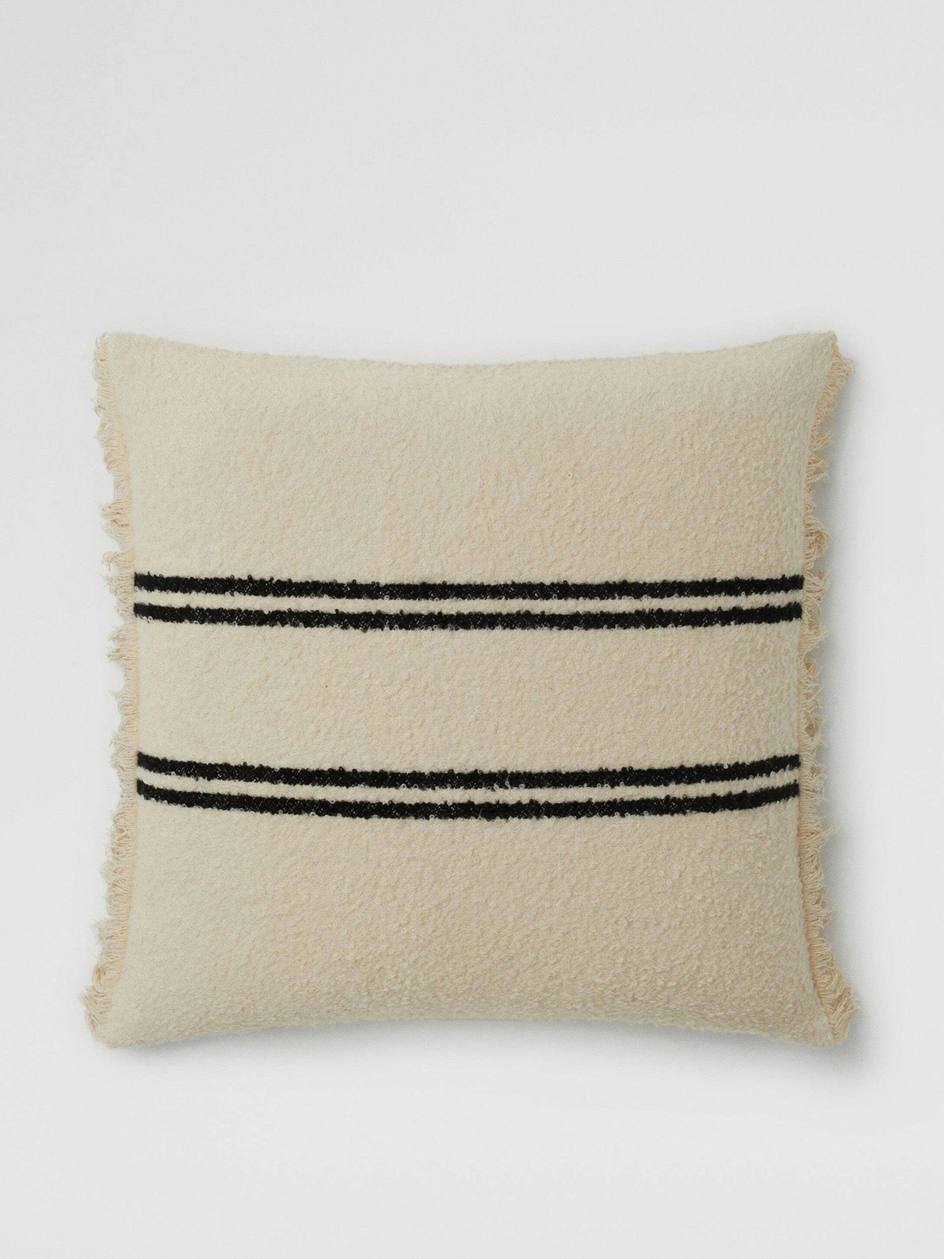 Cream and black striped cushion cover