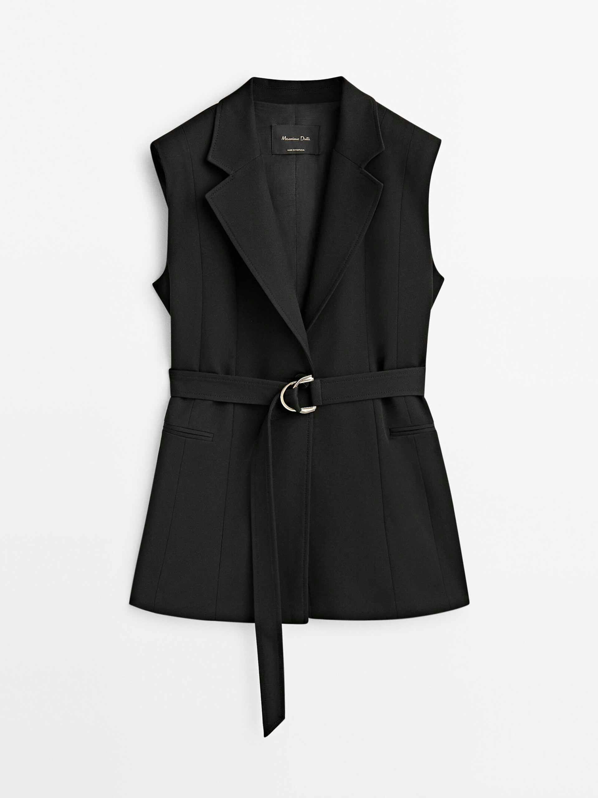 Black belted waistcoat