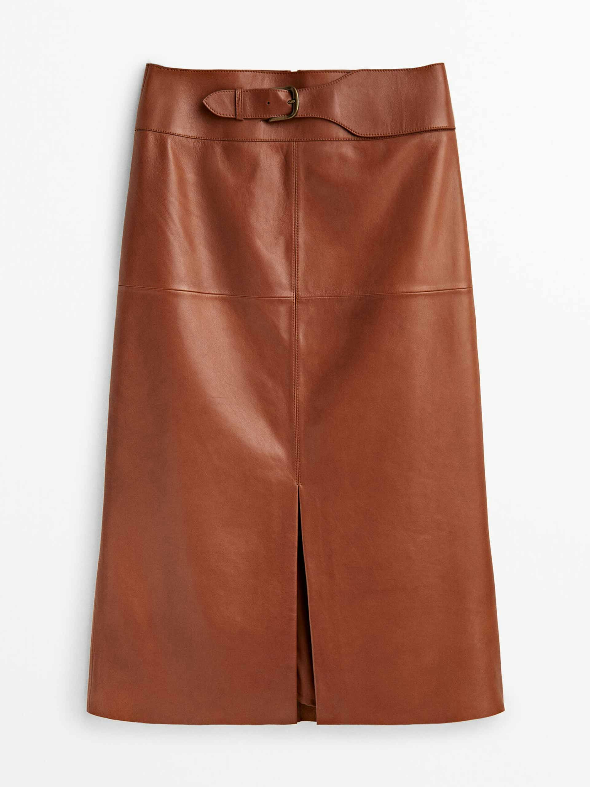 Leather skirt with buckle