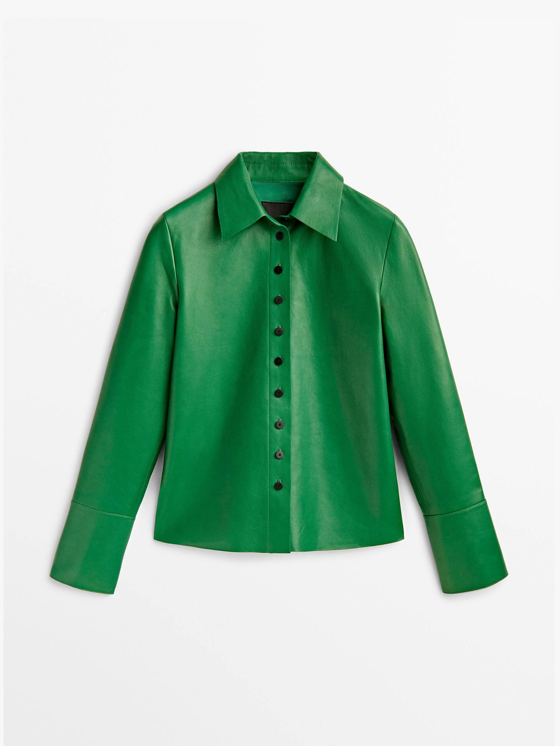 Green leather shirt