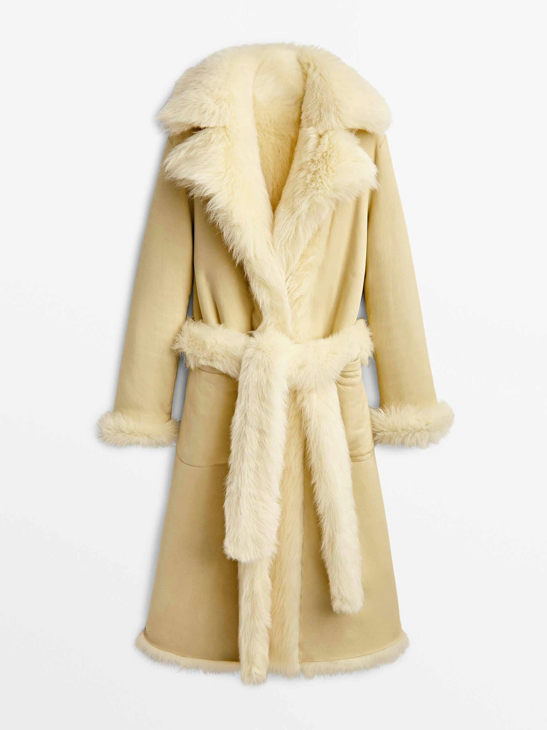 Reversible mouton leather coat