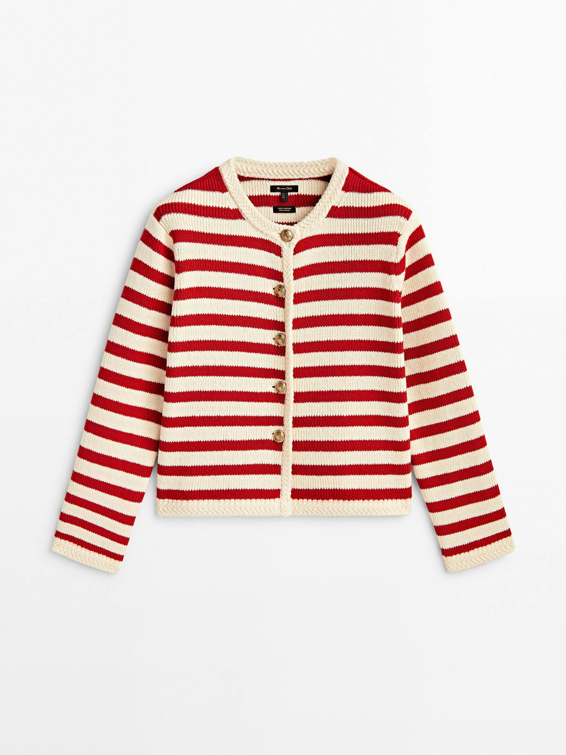 Stripe knit cardigan with buttons