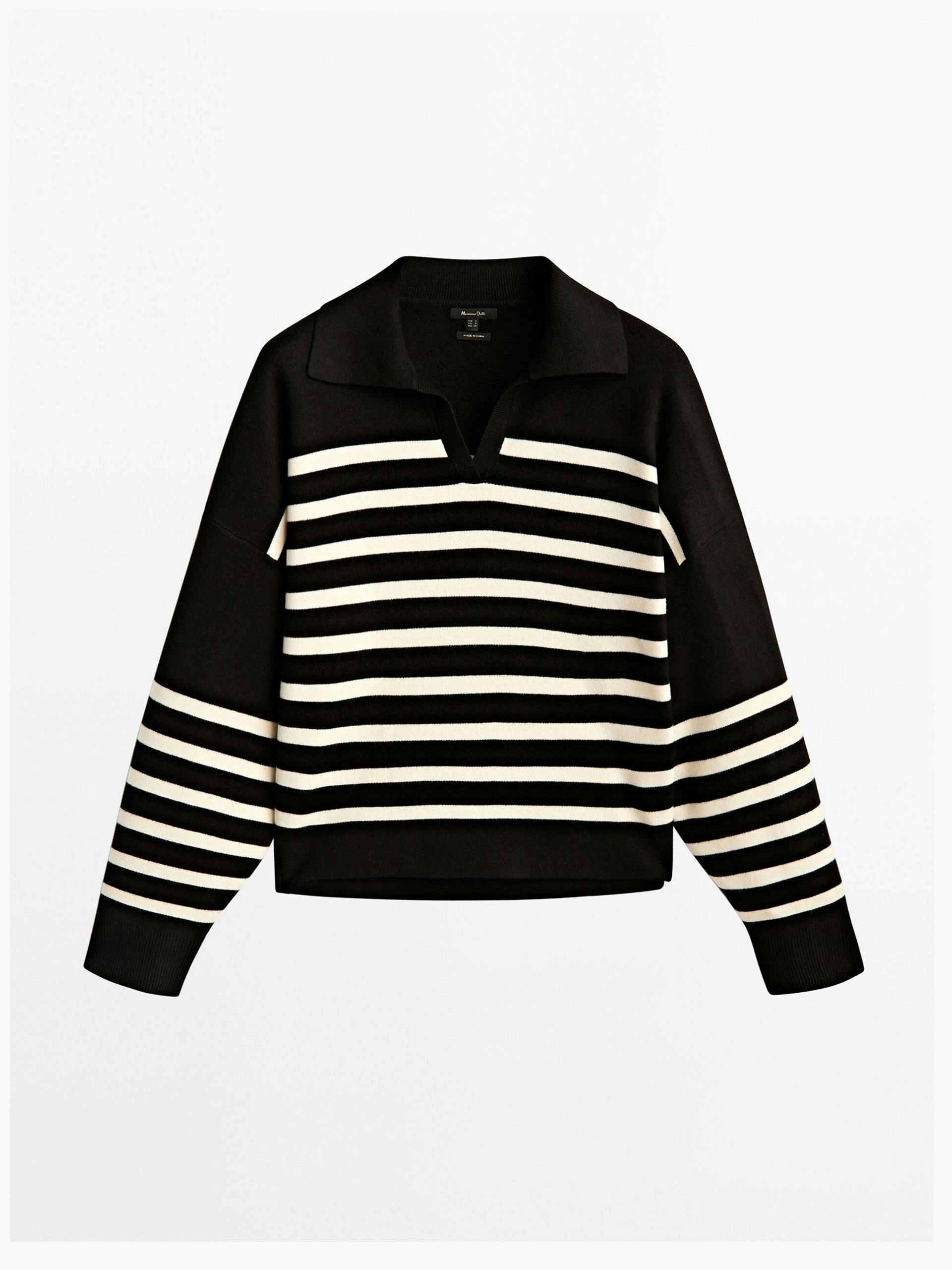 Striped sweater with collar