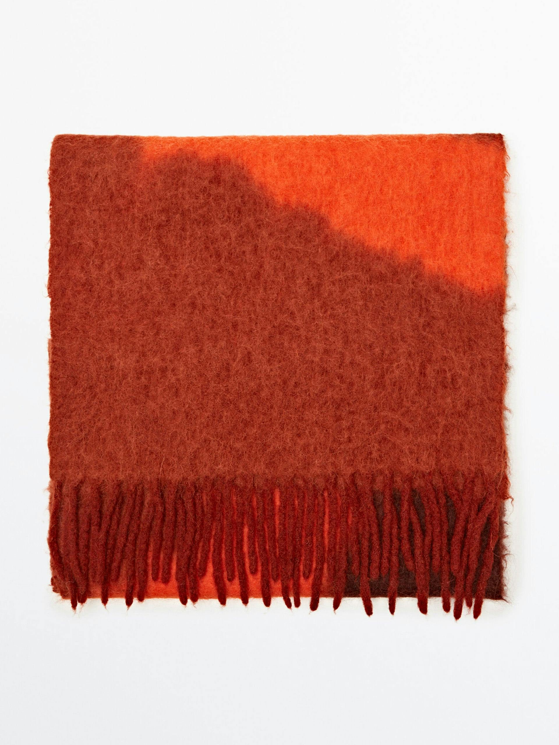 Russet tie-dye scarf with fringe detail