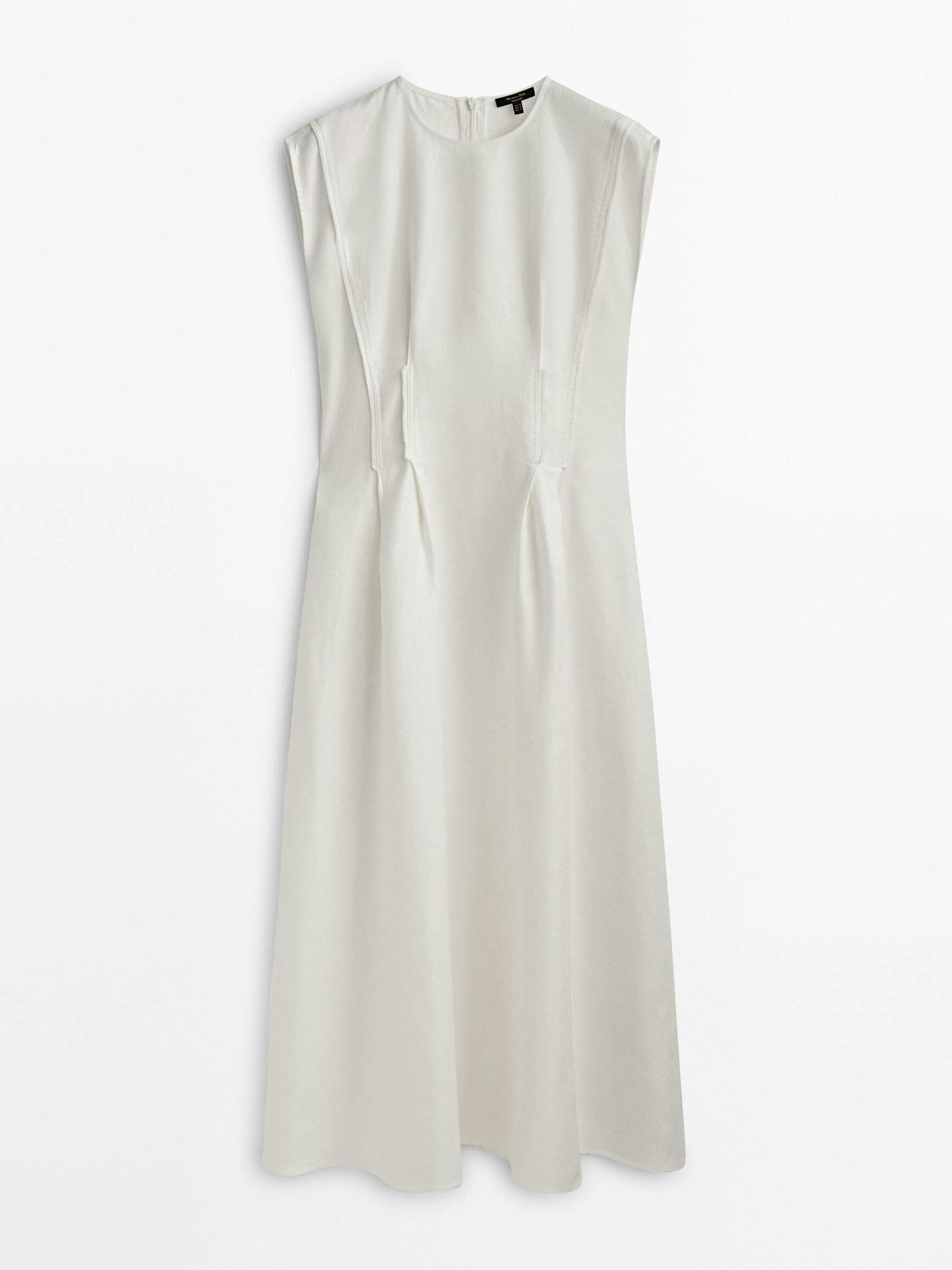 White linen midi-dress