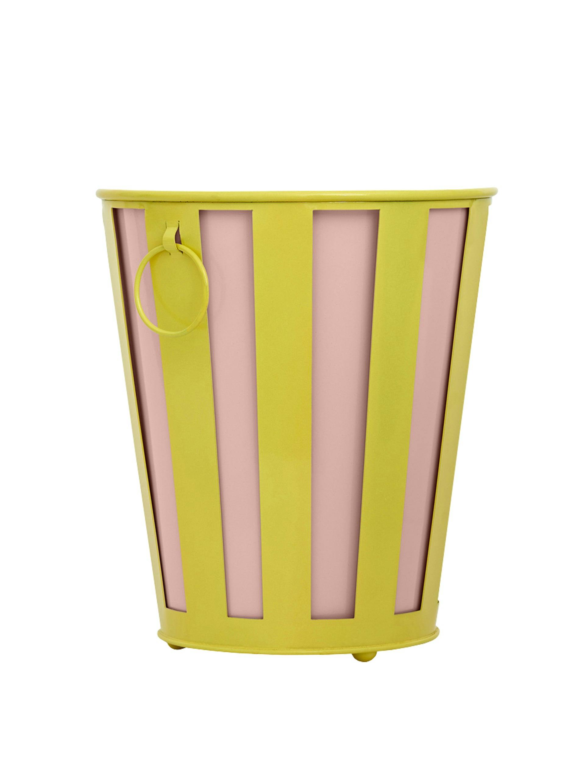 Yellow and pink striped planter