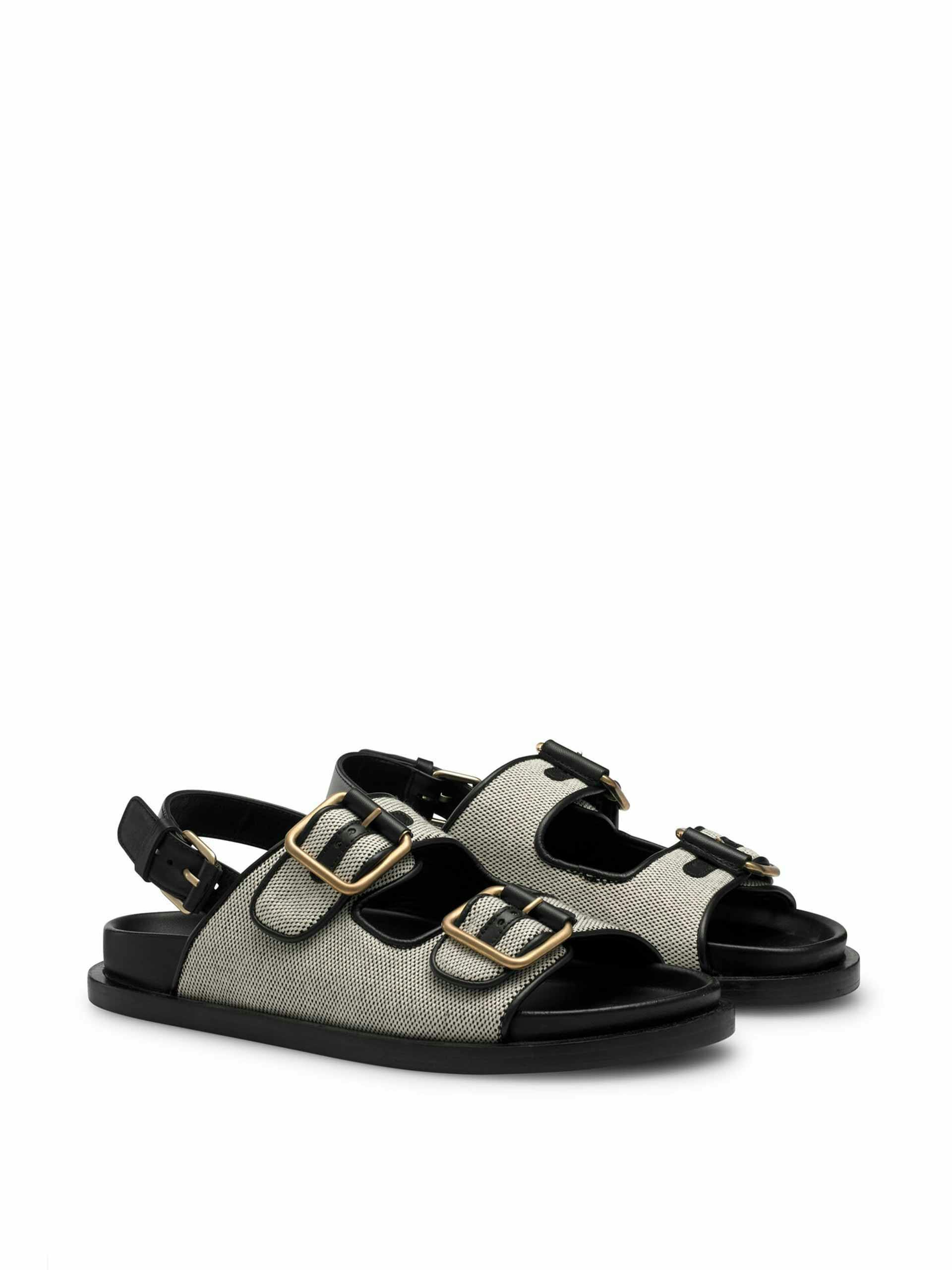Black and white sandals