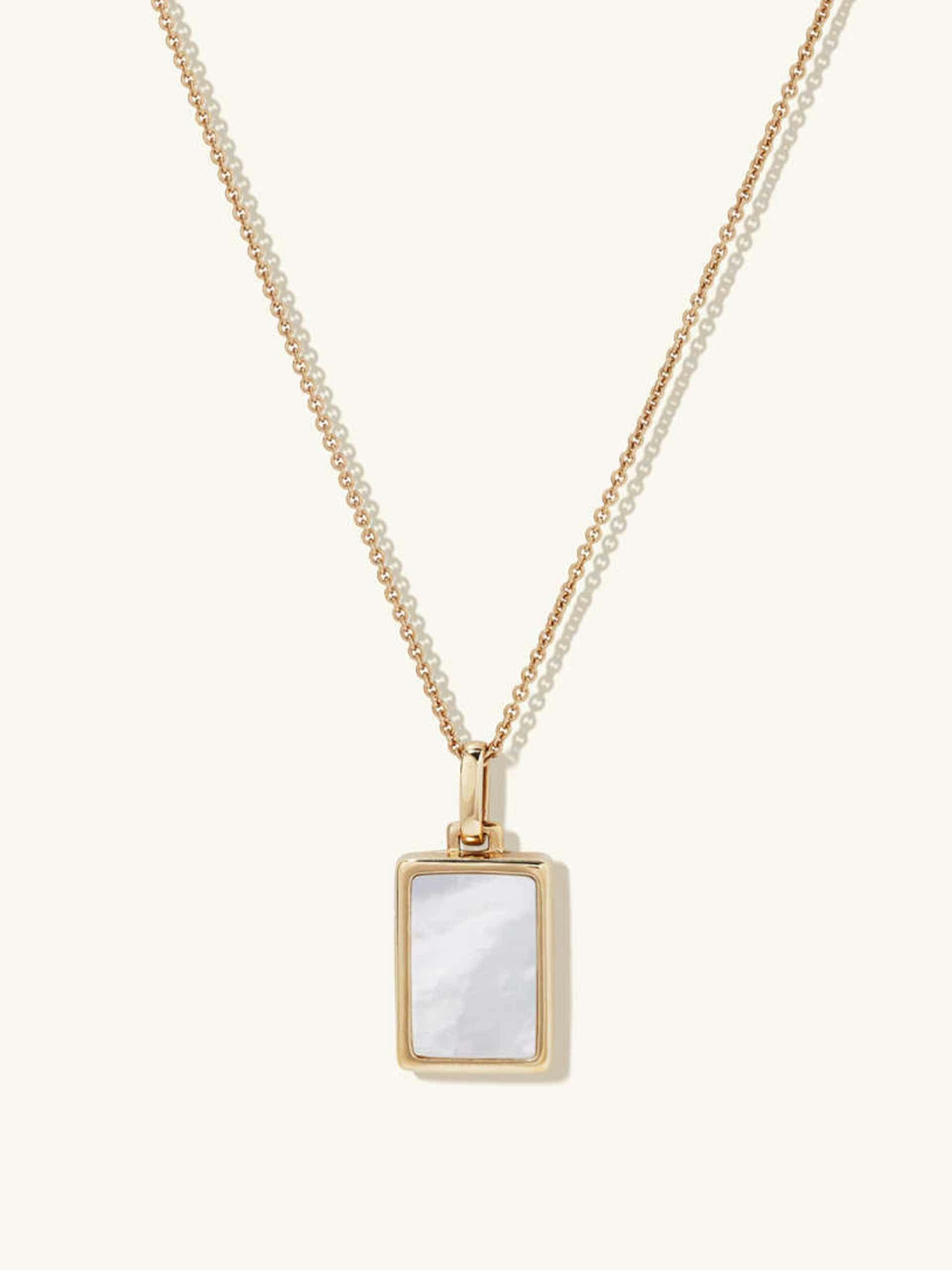 Pearl rectangle locket necklace