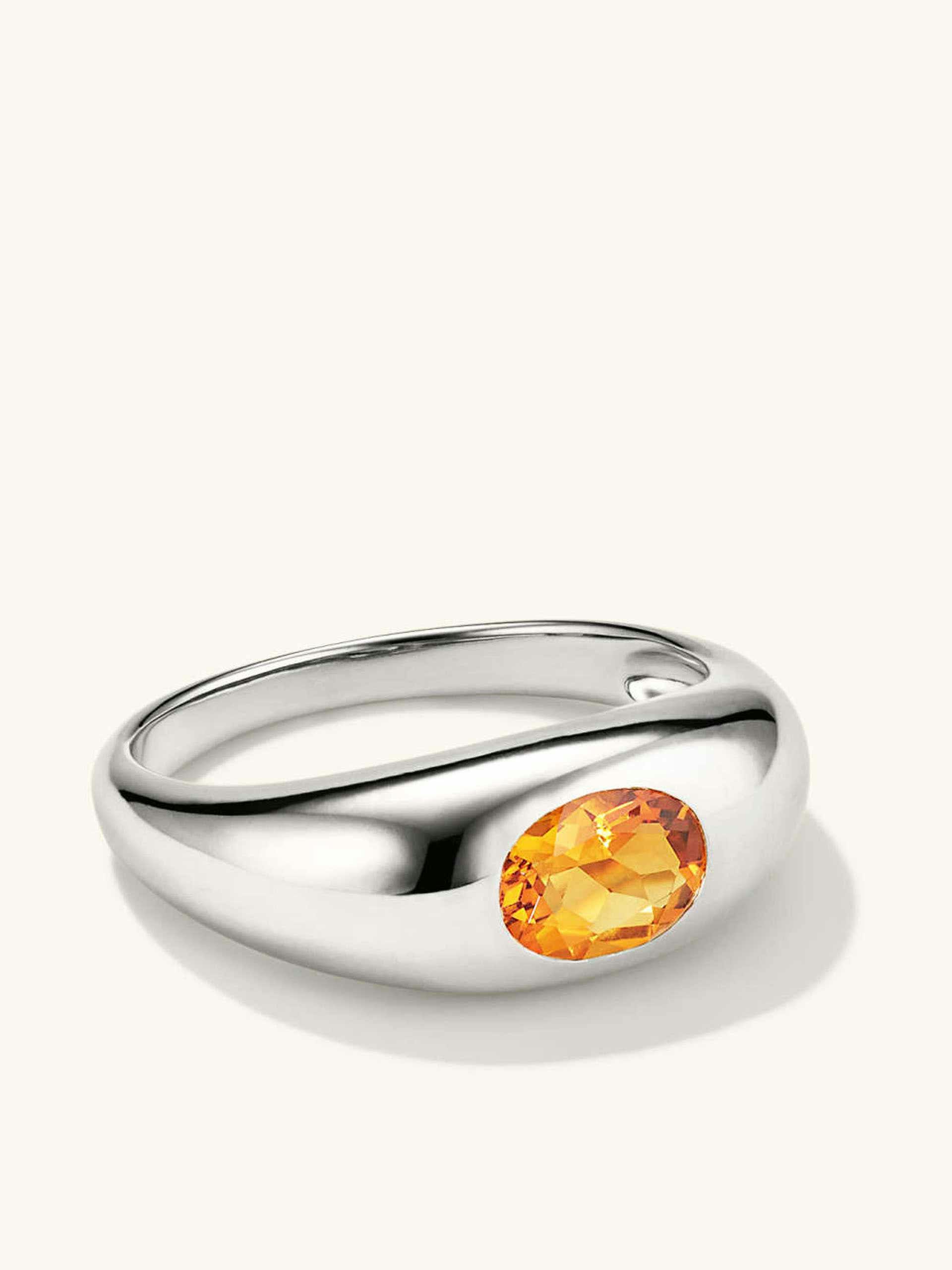 Sterling silver ring with citrine gemstone
