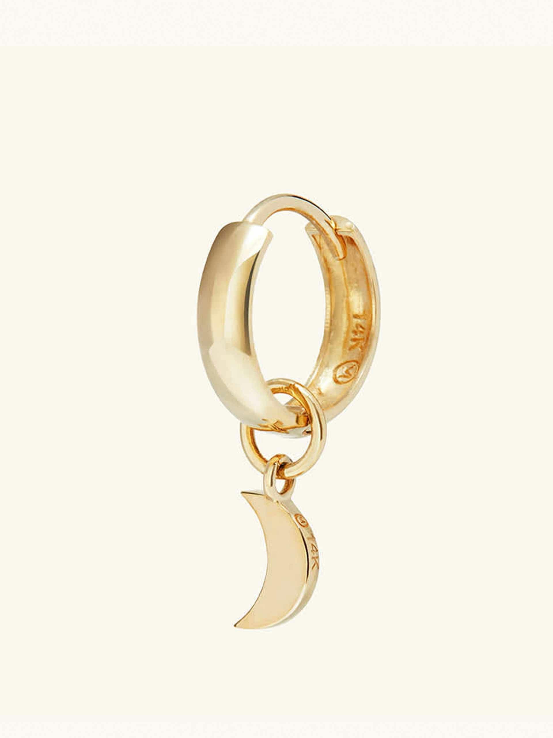 Single moon charm hoop earring