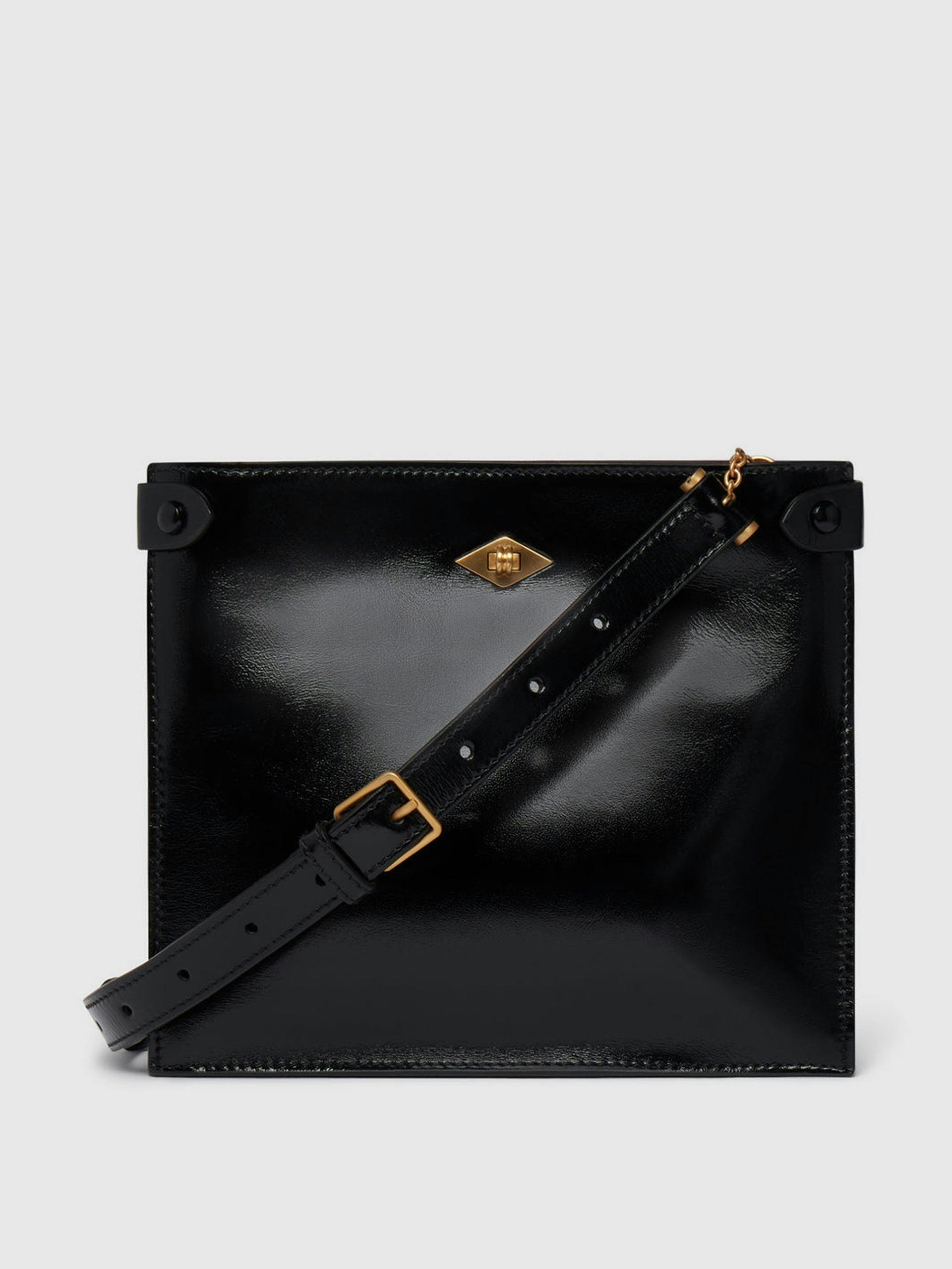 Glossy leather crossbody bag