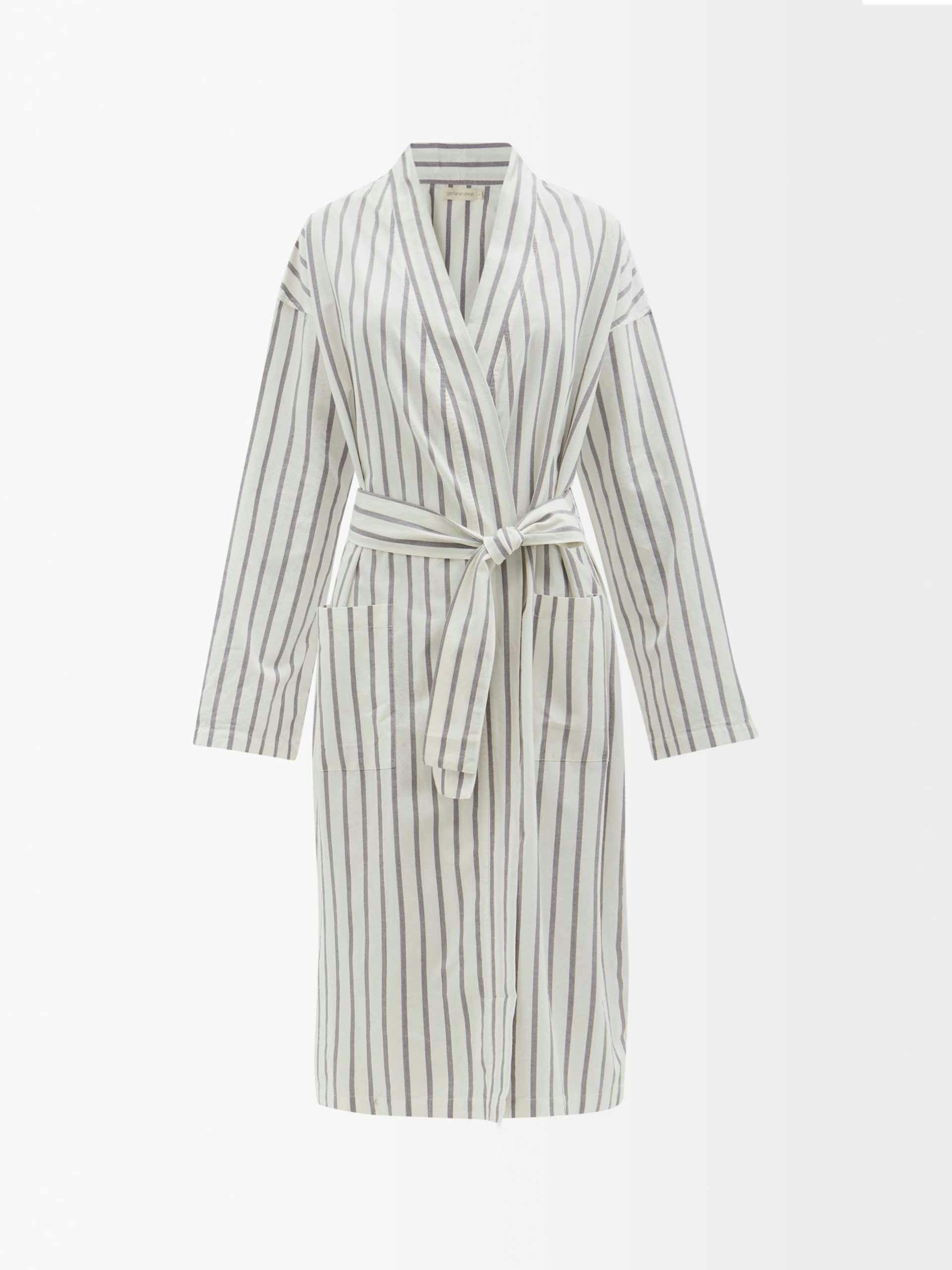 White striped cotton robe