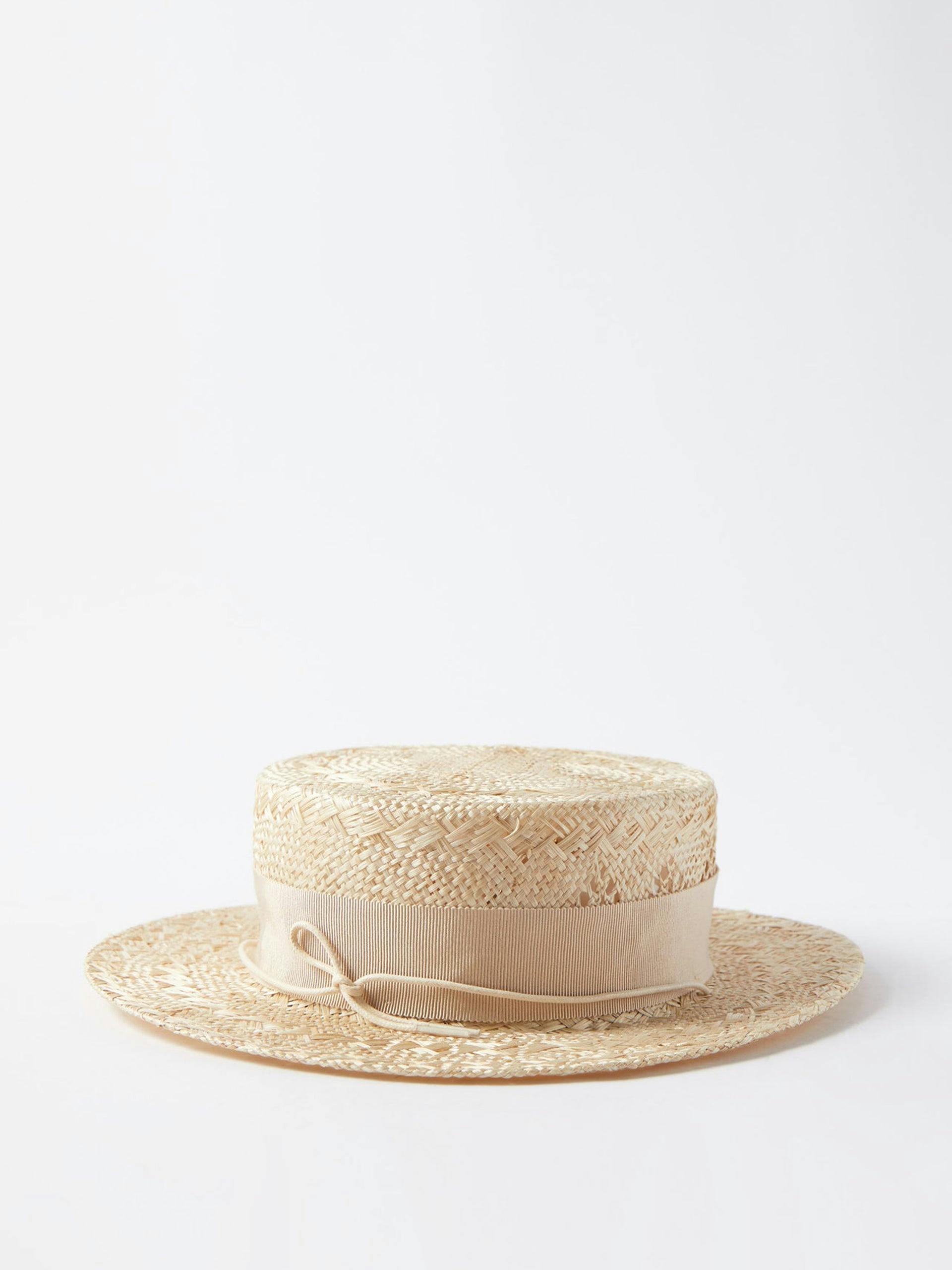 Logo-embroidered straw hat