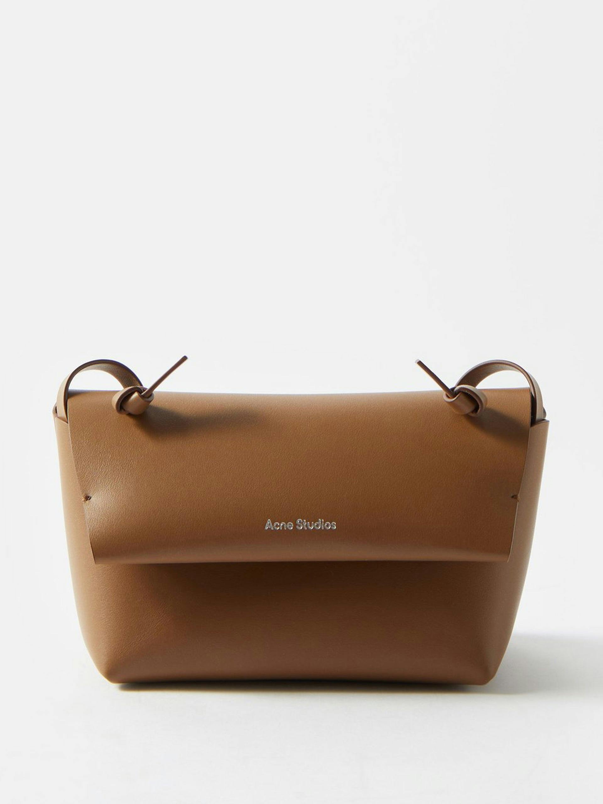 Brown mini leather cross-body bag