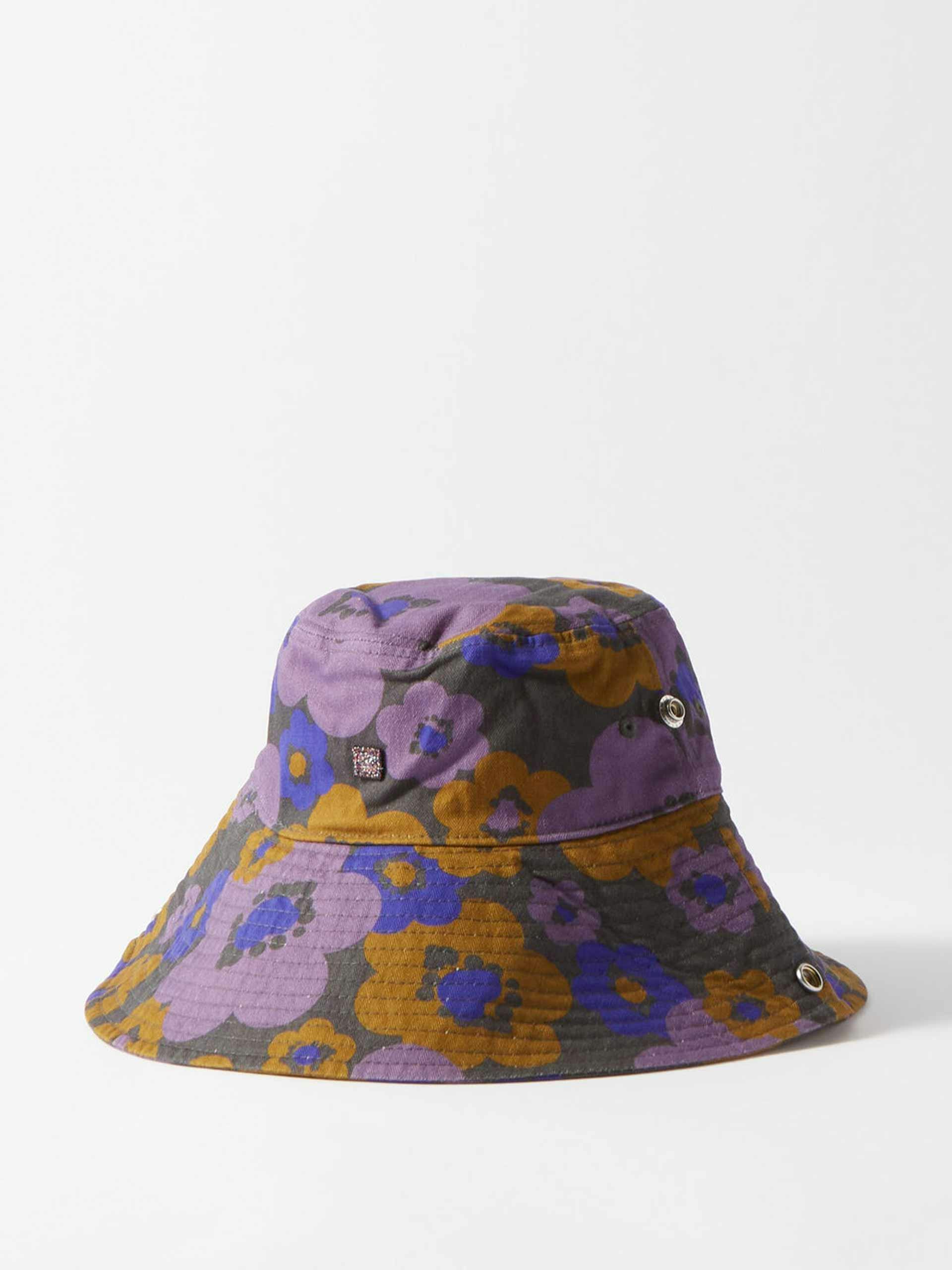 Floral print cotton bucket hat