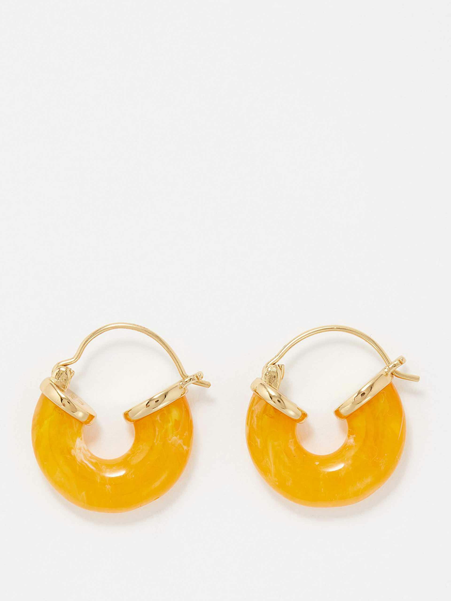 Resin 18kt gold-plated hoop earrings