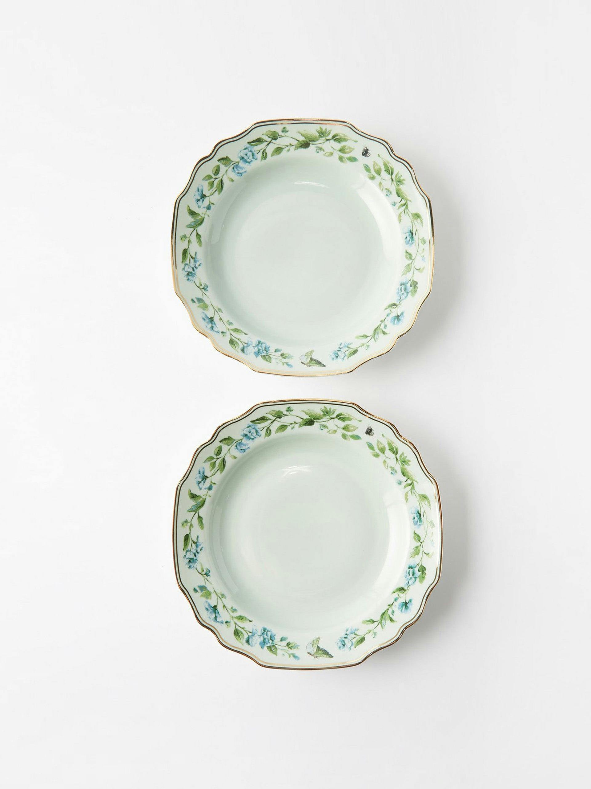 Floral porcelain soup bowls (set of 2)