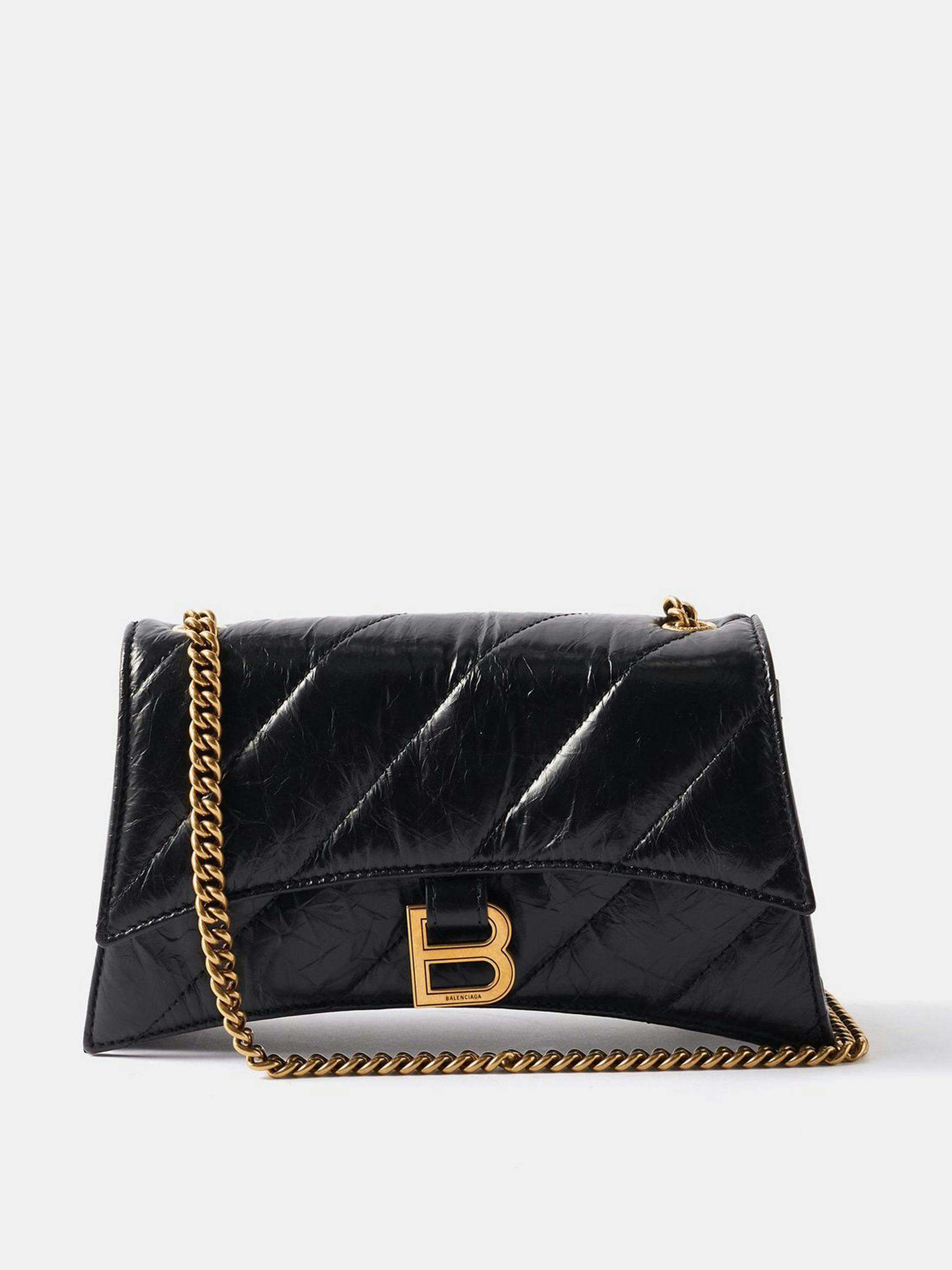 Black quilted leather cross body bag