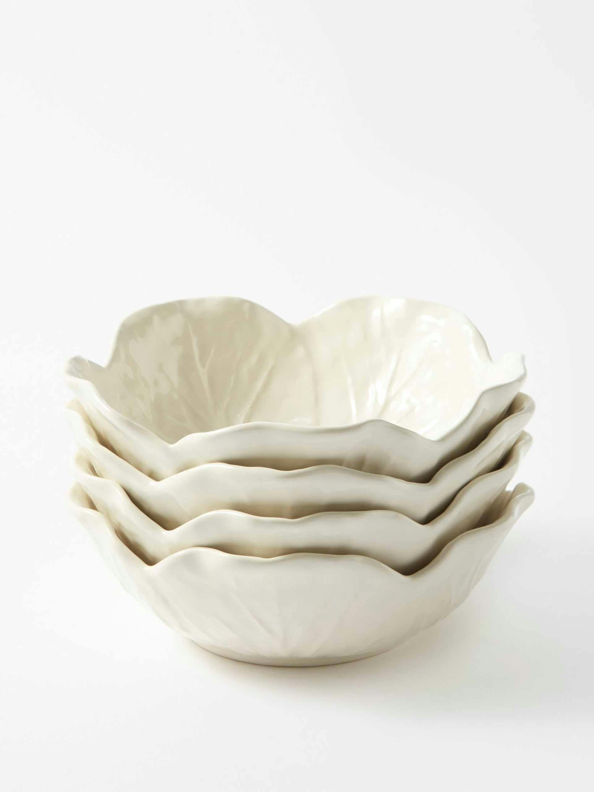 Cabbage earthenware bowls (set of 4)