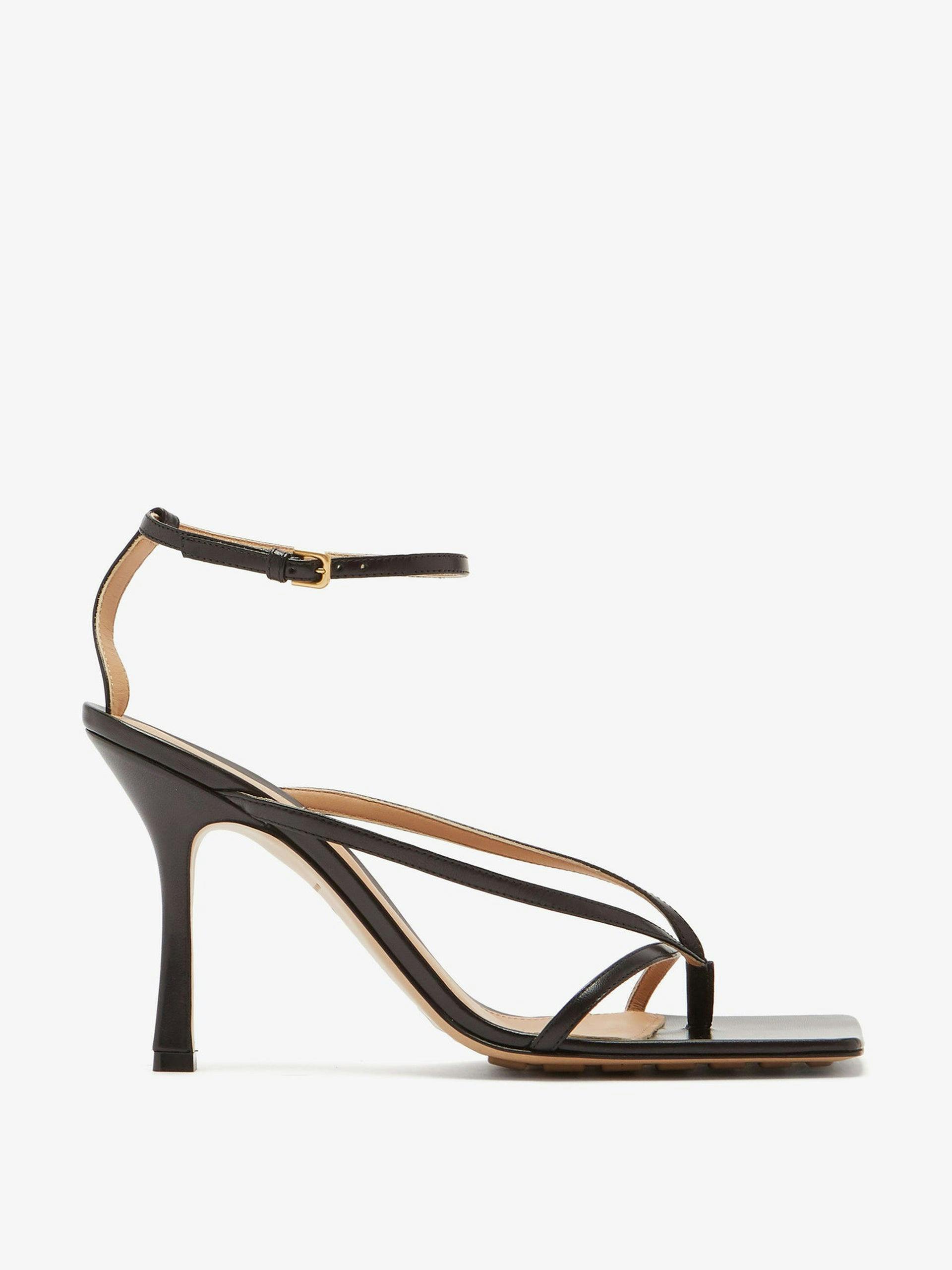 Stretch square-toe leather sandals