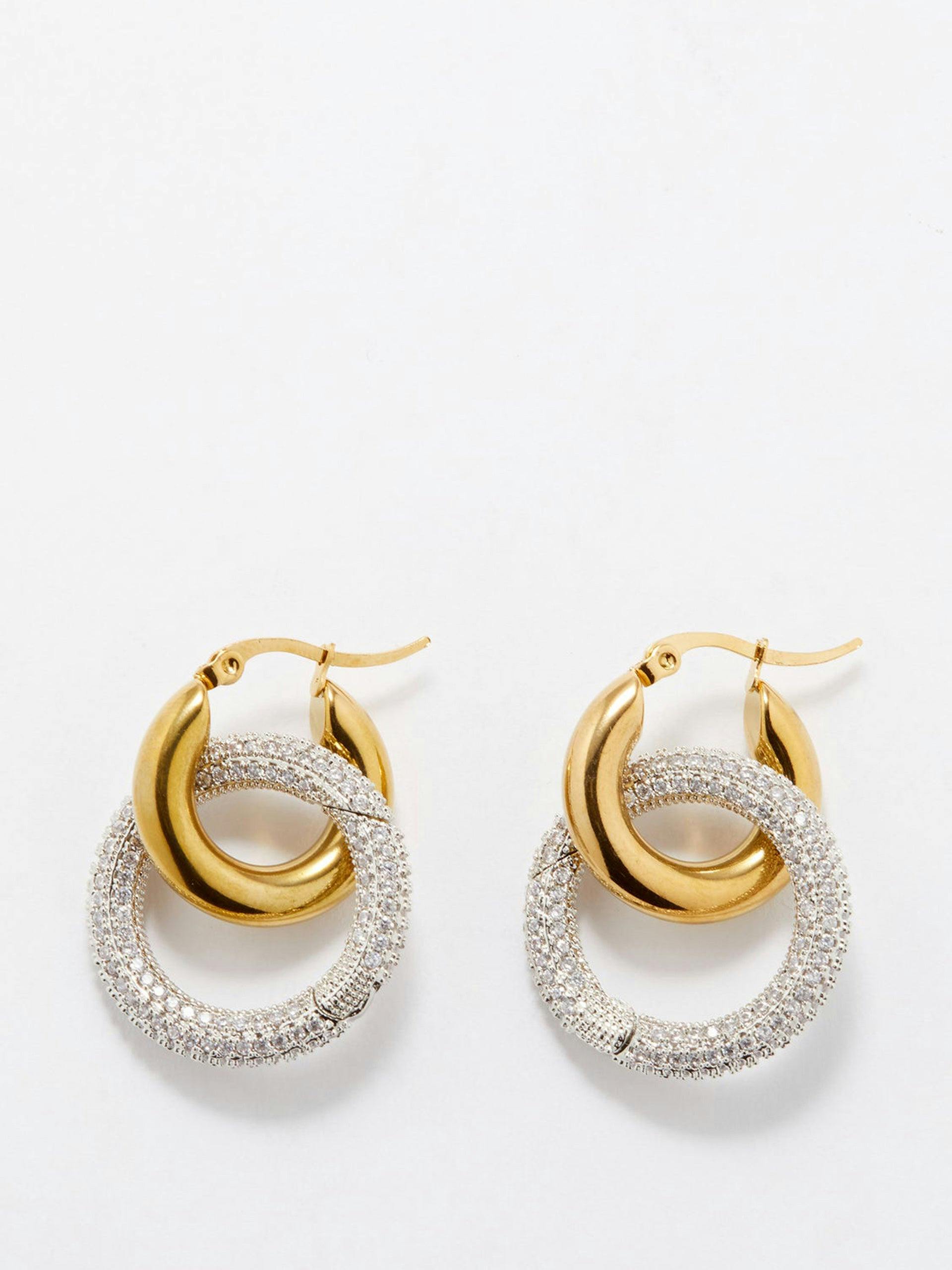 Earrings with removable crystal hoops