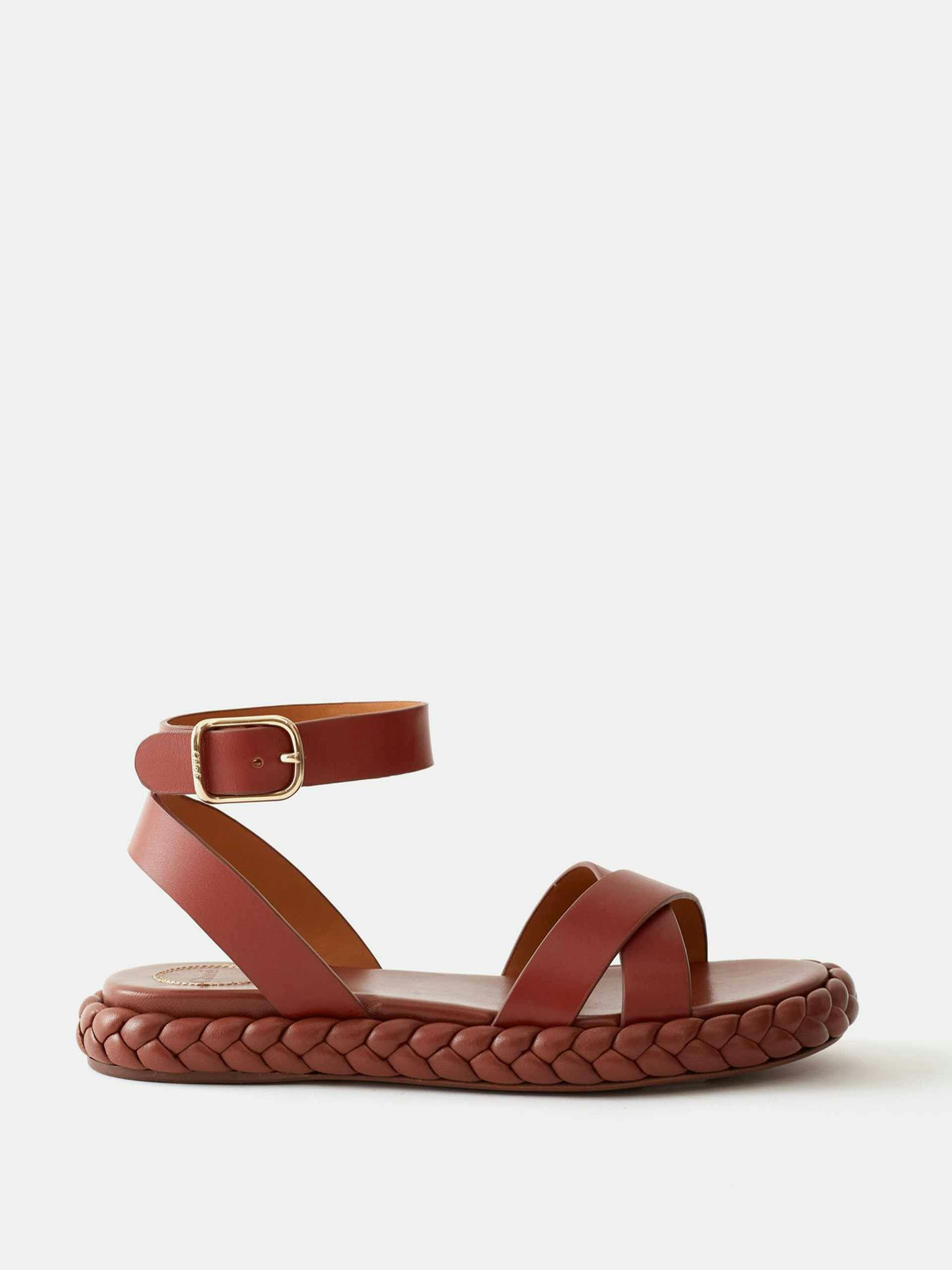 Braided sole leather sandals