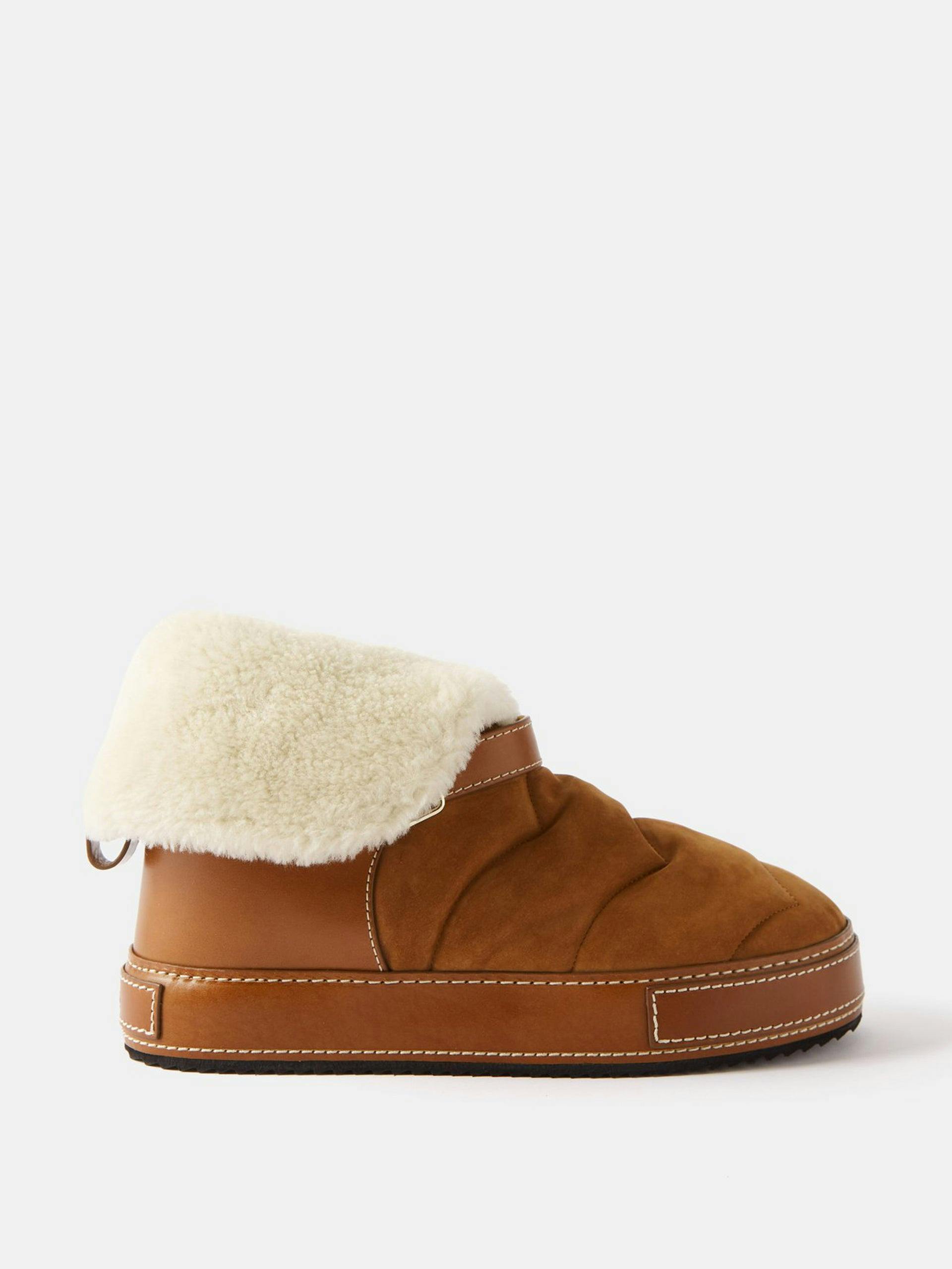 Tan shearling ankle boots