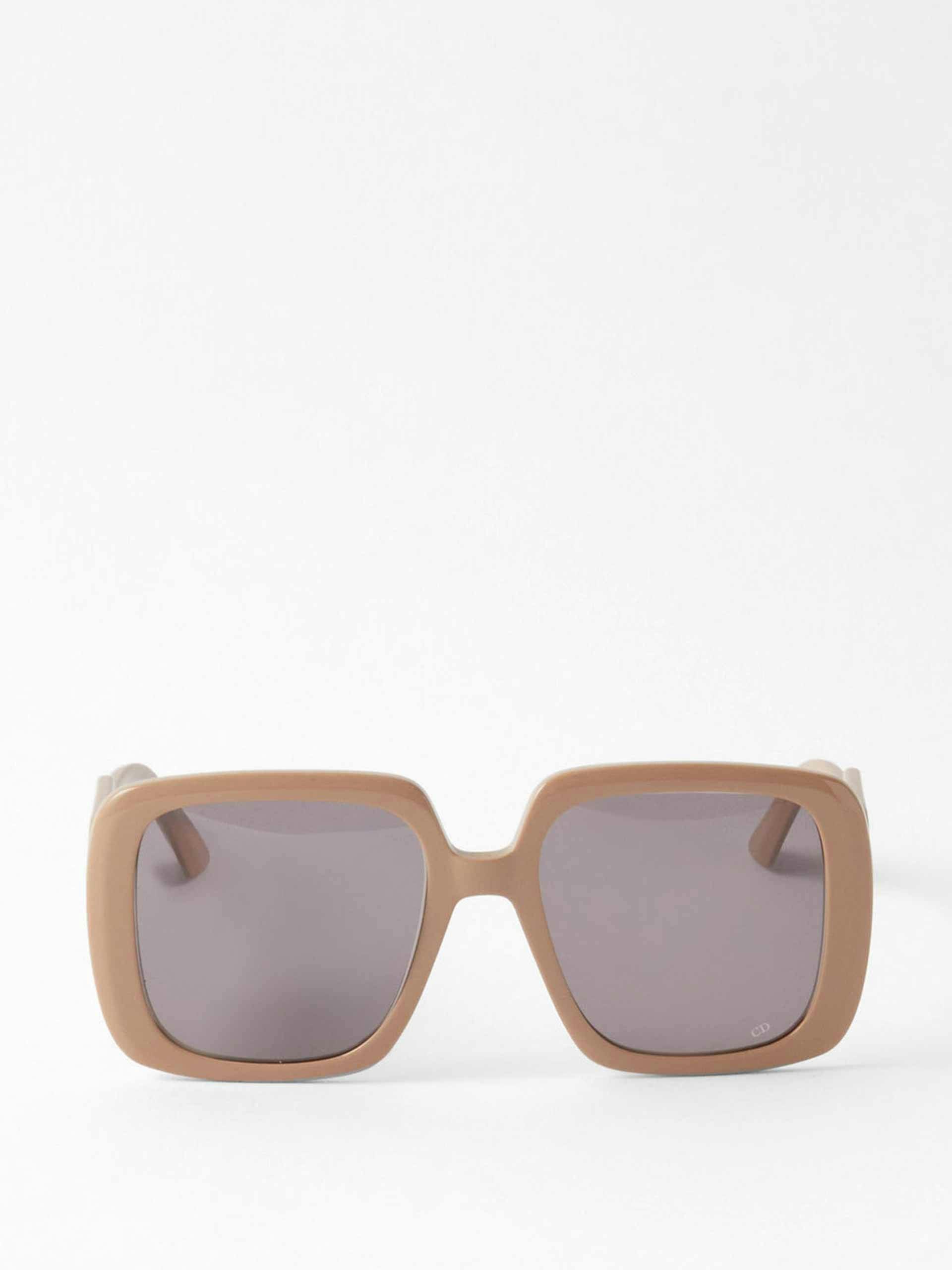 Beige oversized square frame sunglasses