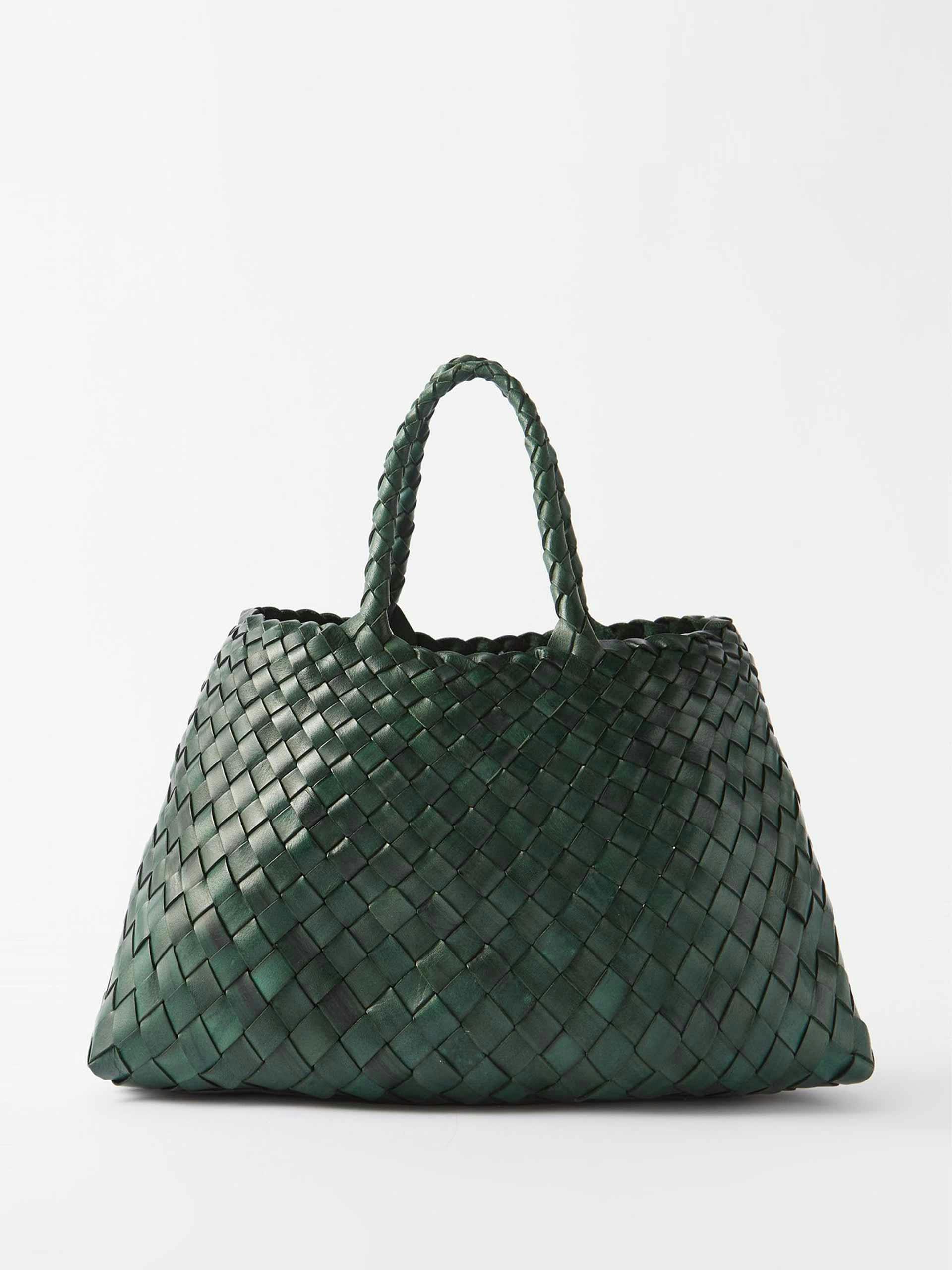 Green woven tote