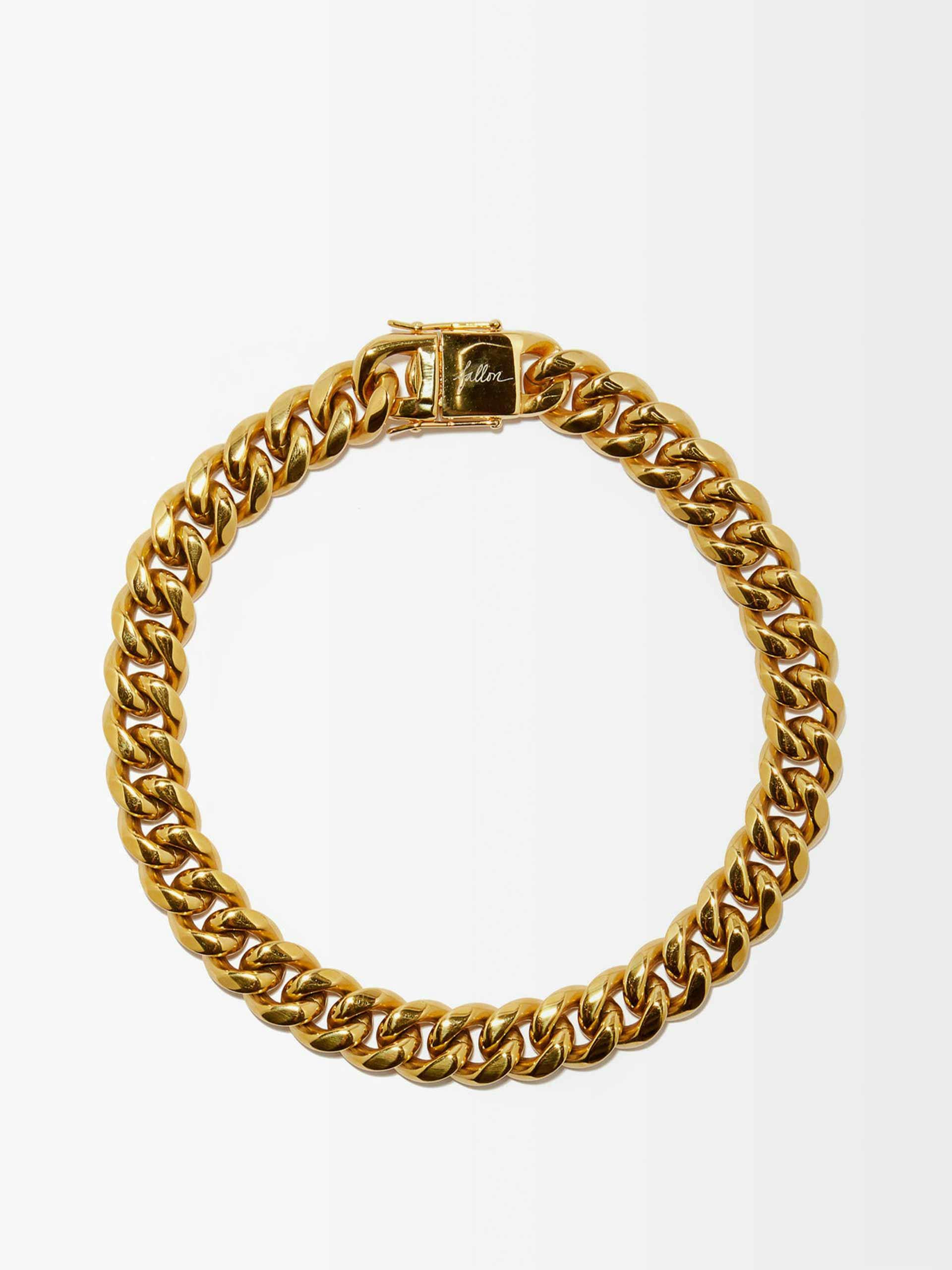 18kt gold-plated curb-chain necklace